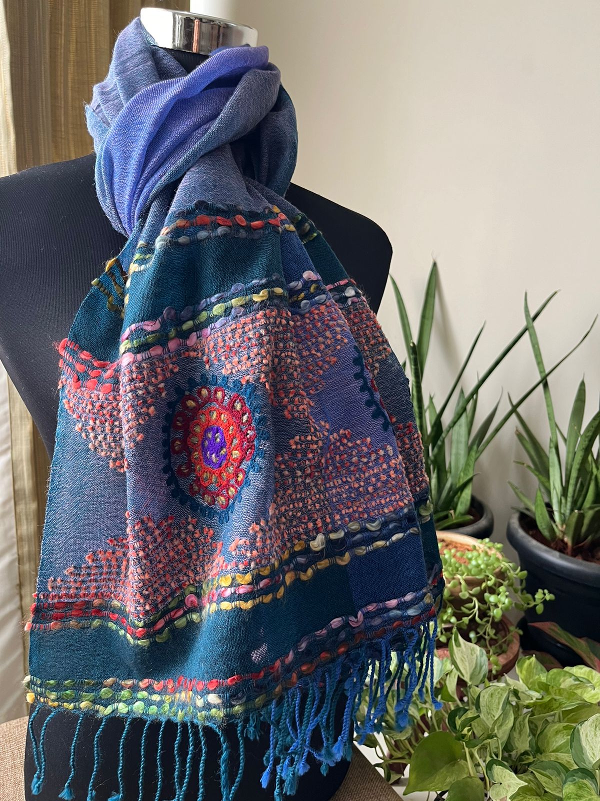 Soft and Cozy Pure Wool Woven Tribal Stole Scarf