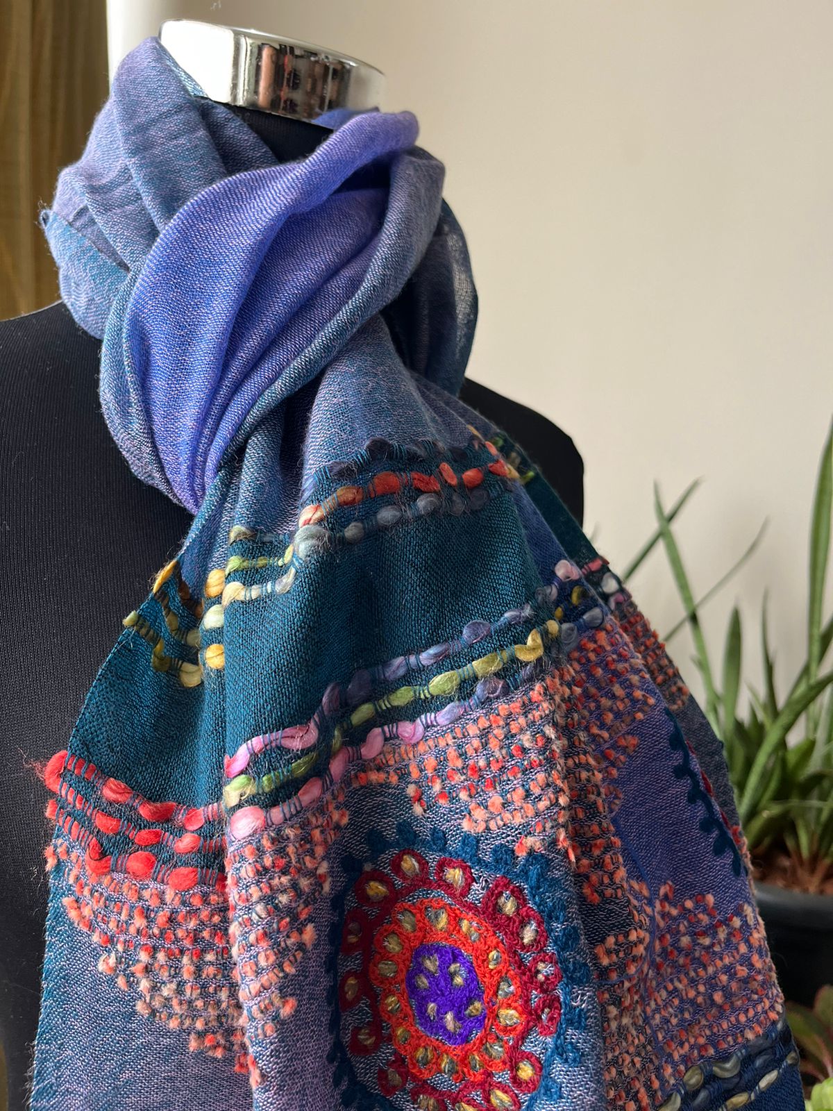 Soft and Cozy Pure Wool Woven Tribal Stole Scarf