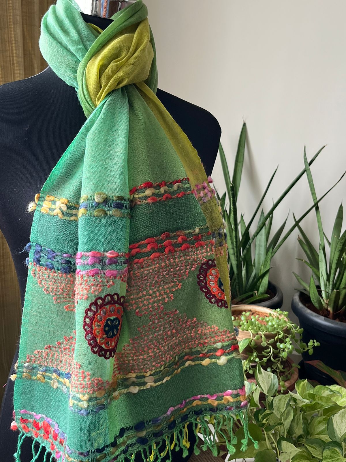 Soft and Cozy Pure Wool Woven Tribal Stole Scarf