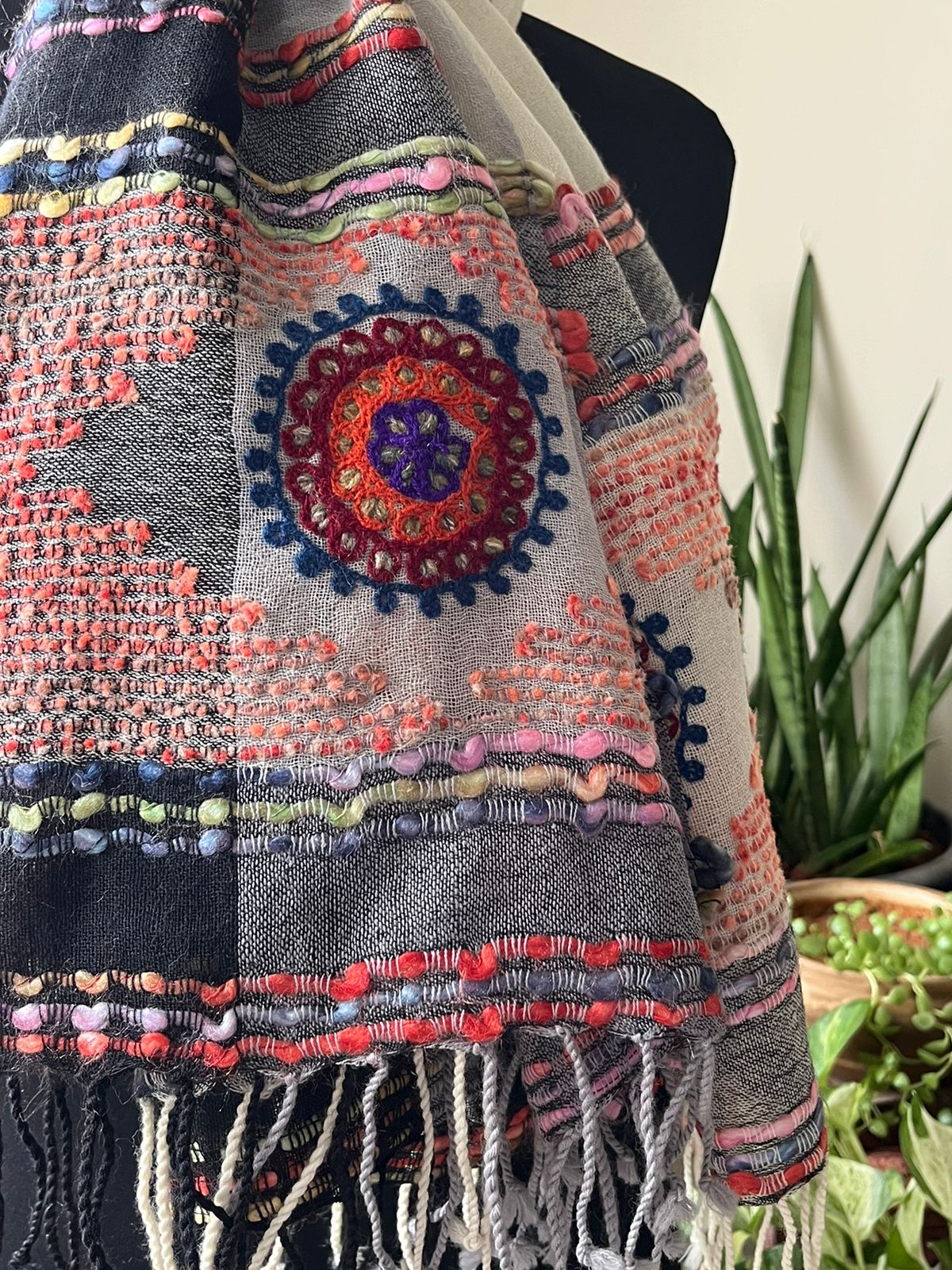 Soft and Cozy Pure Wool Woven Tribal Stole Scarf