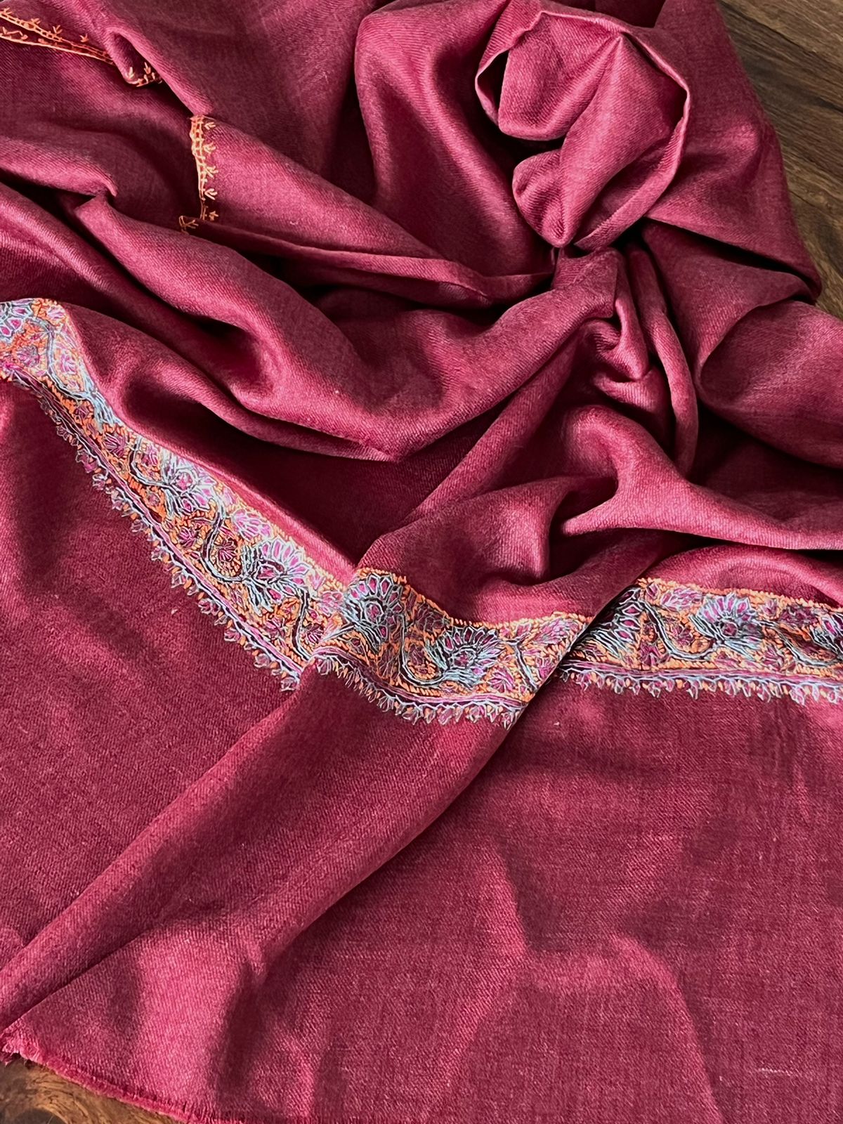 Beautiful Sozni Embroidered Handcrafted Woollen Stoles - Maroon