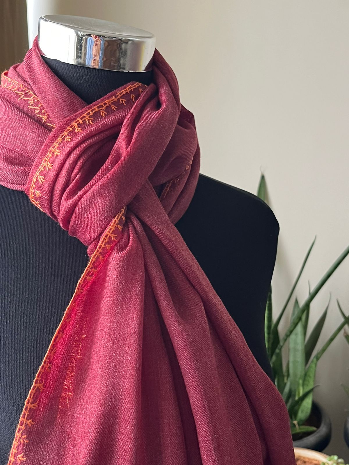 Beautiful Sozni Embroidered Handcrafted Woollen Stoles - Maroon