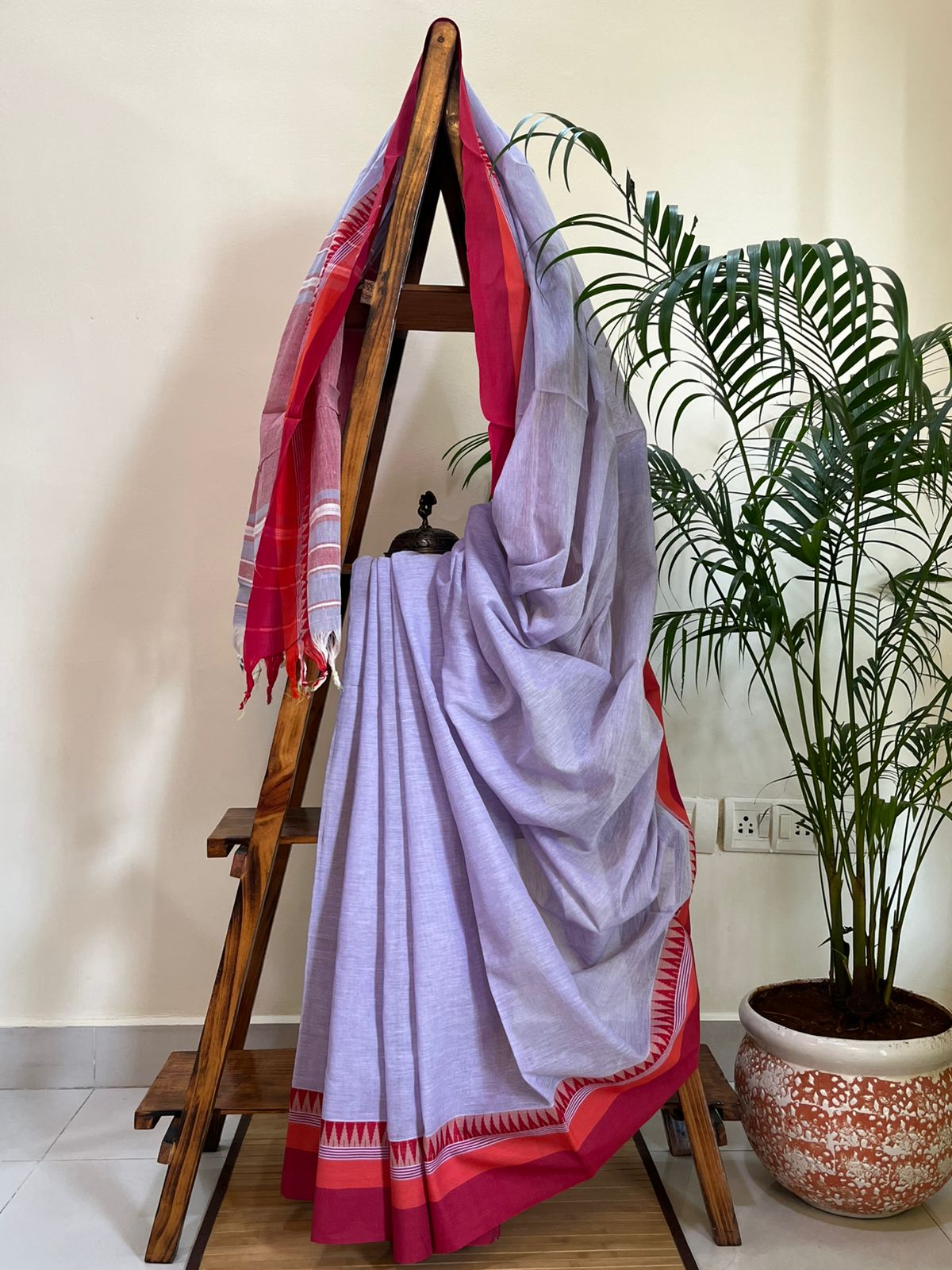 Handwoven Pure Bengal Cotton Saree - Periwinkle
