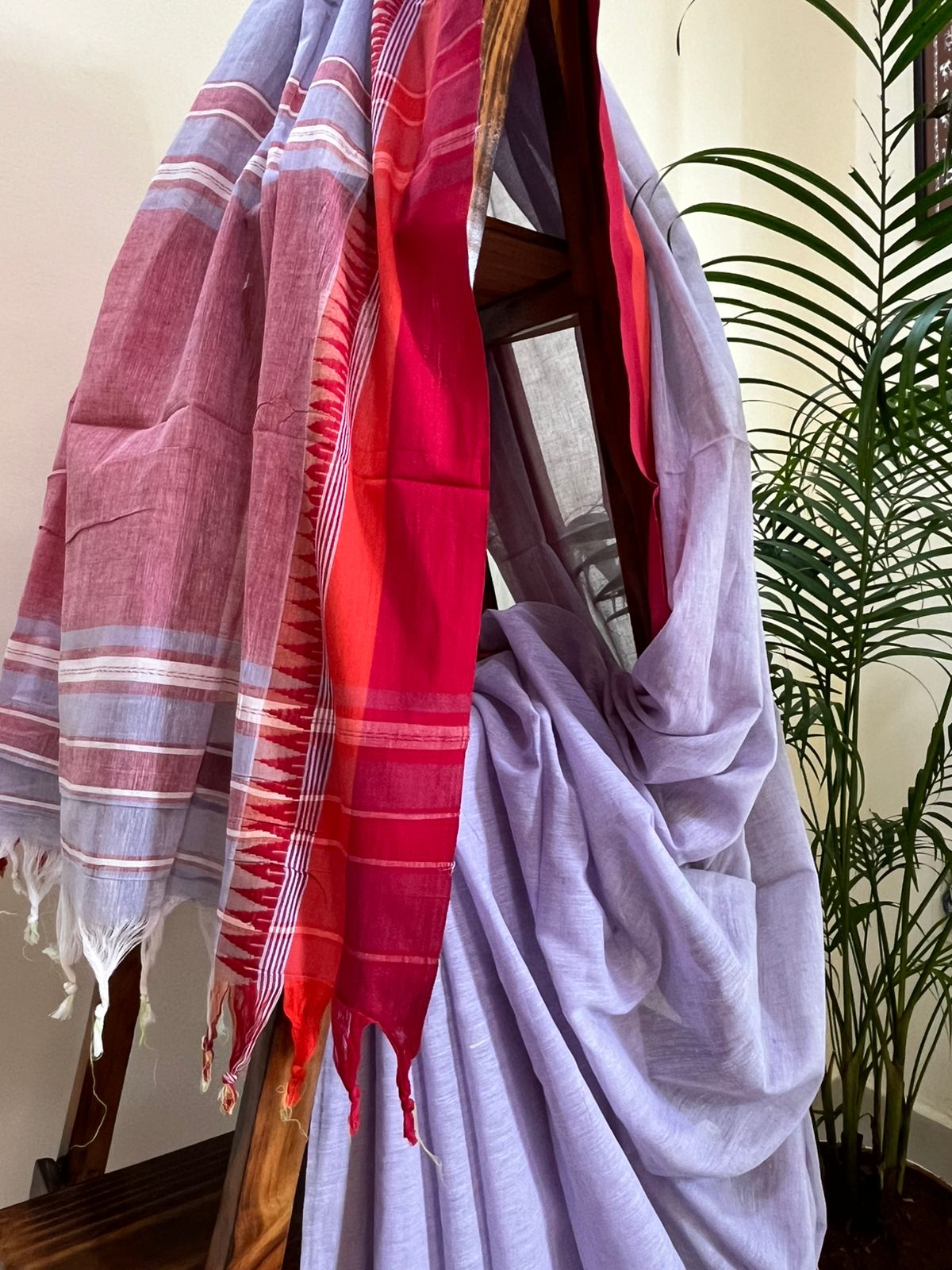 Handwoven Pure Bengal Cotton Saree - Periwinkle