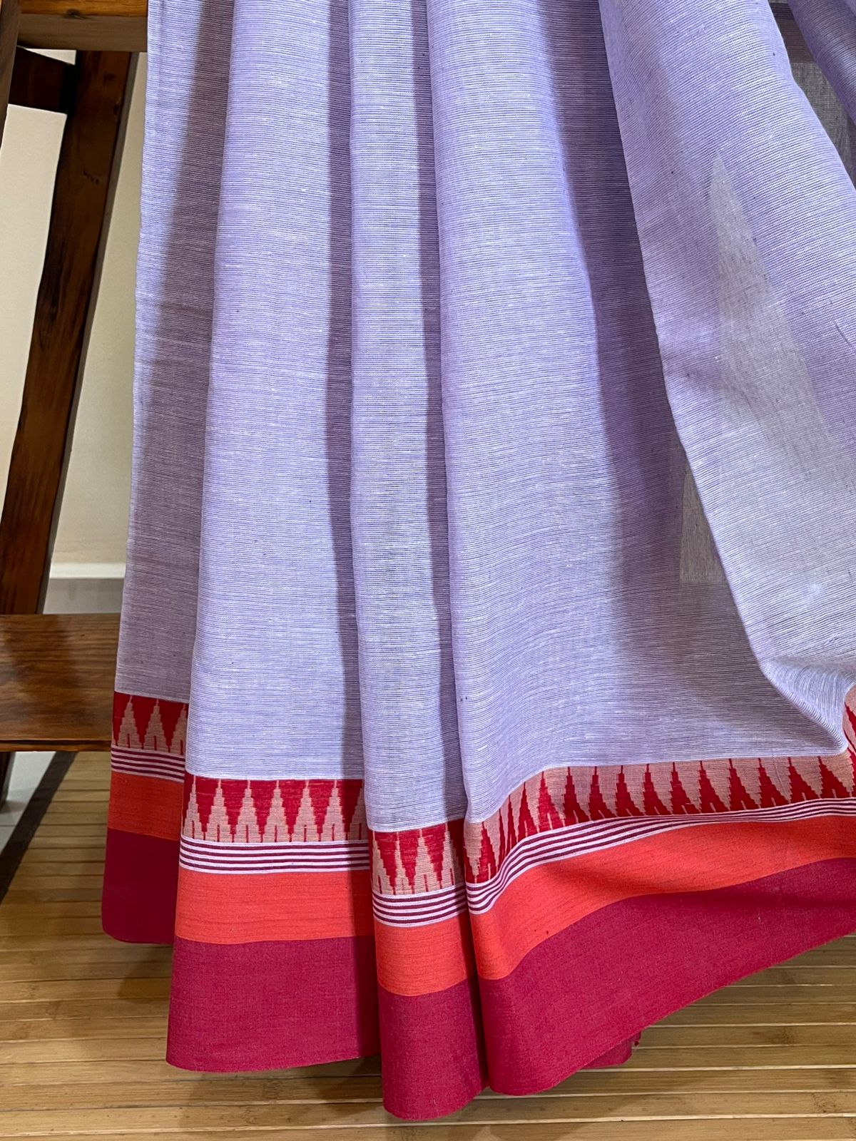 Handwoven Pure Bengal Cotton Saree - Periwinkle