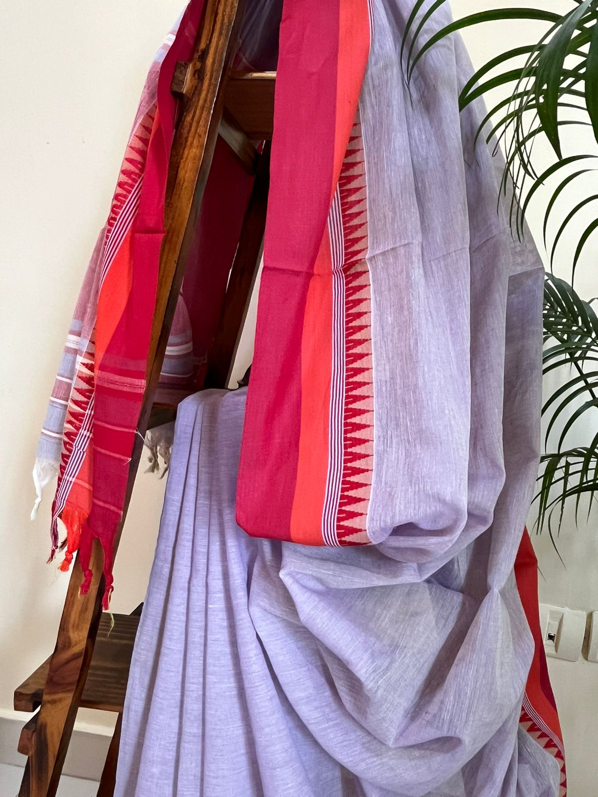 Handwoven Pure Bengal Cotton Saree - Periwinkle
