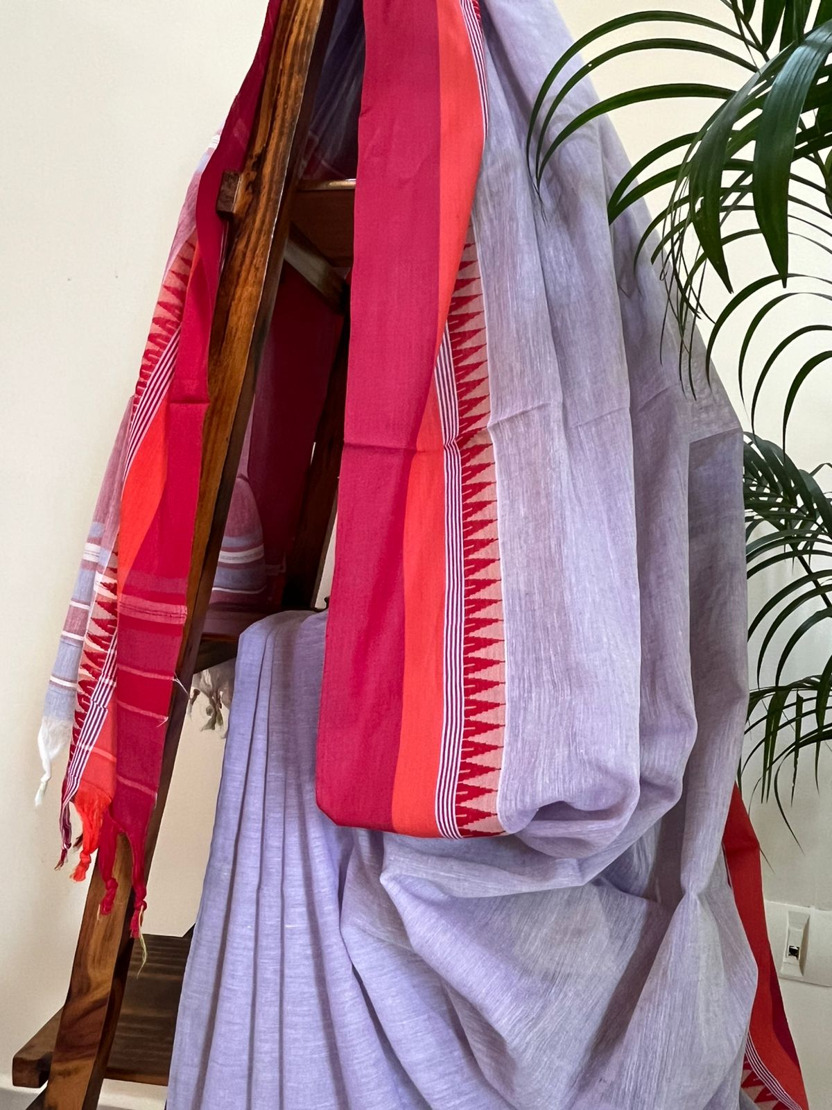 Handwoven Pure Bengal Cotton Saree - Periwinkle