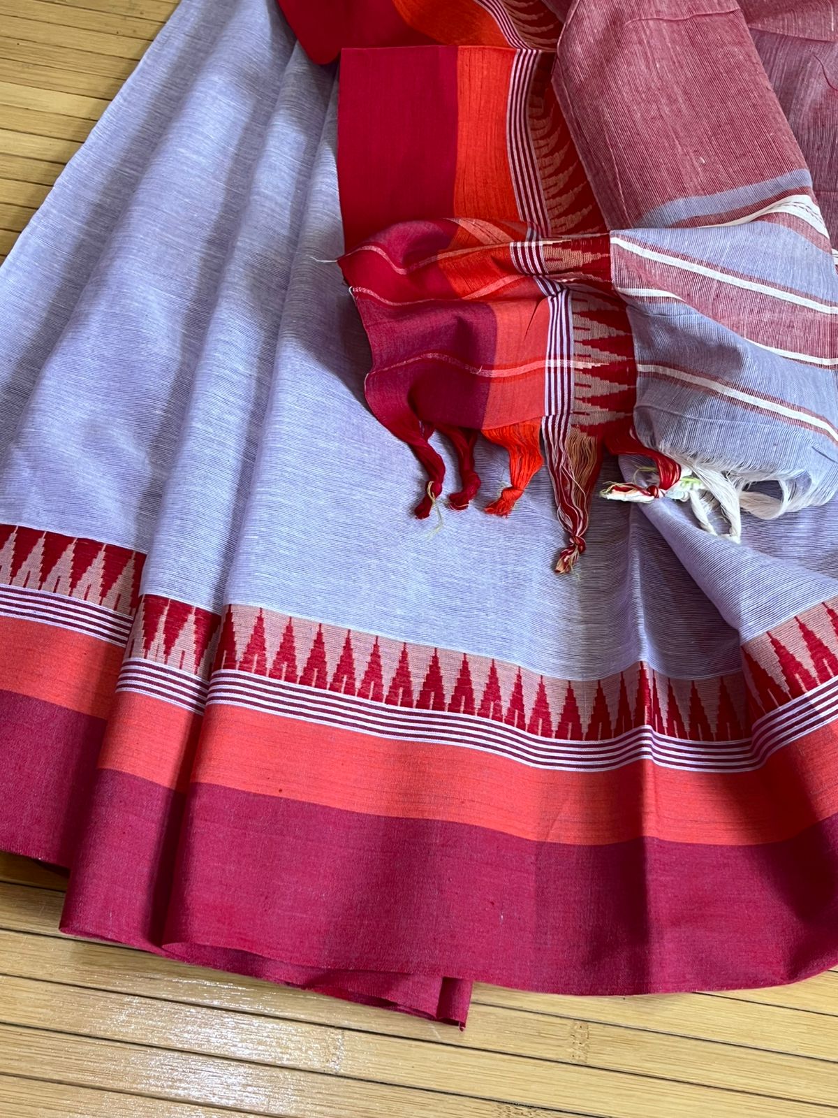 Handwoven Pure Bengal Cotton Saree - Periwinkle
