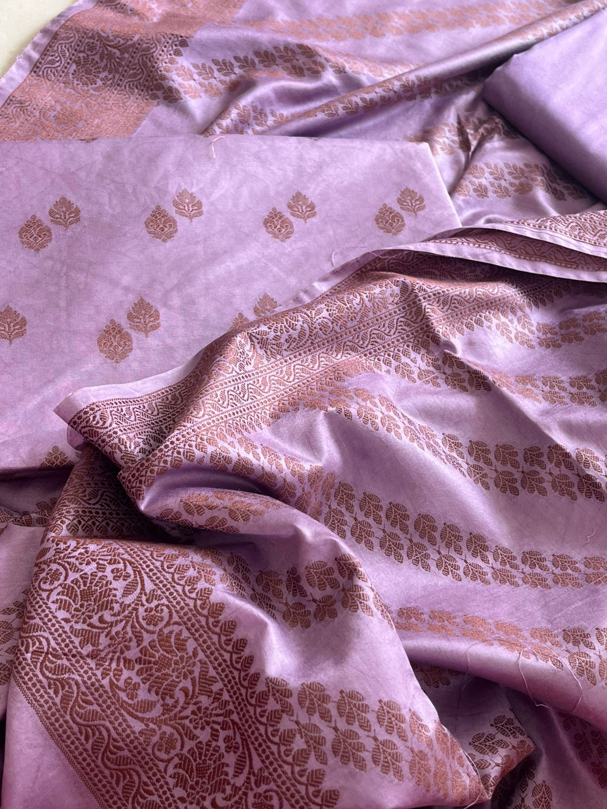 Glaze cotton Woven 3 piece Banarasi Suit - Lavendar Dream