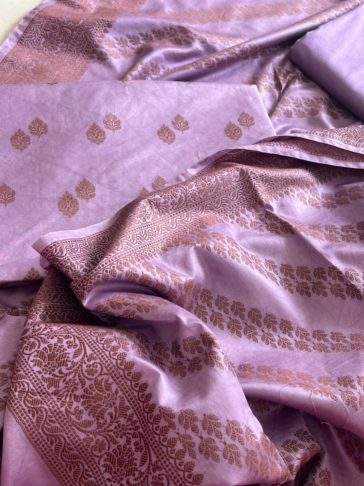 Glaze cotton Woven 3 piece Banarasi Suit - Lavendar Dream