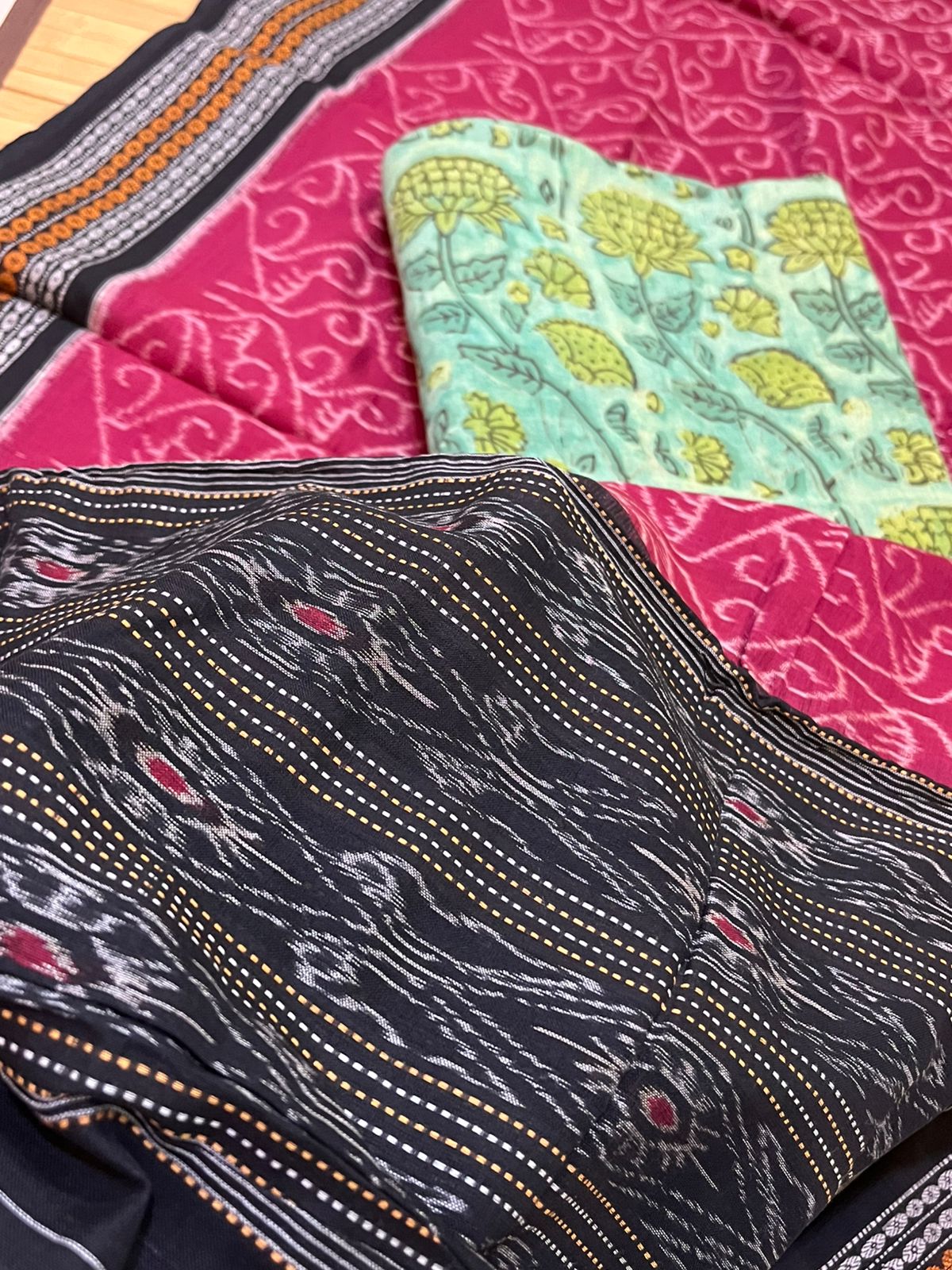 Cotton Handloom Sambhalpuri Dupatta with Block Print Kurta - Frosted Berry