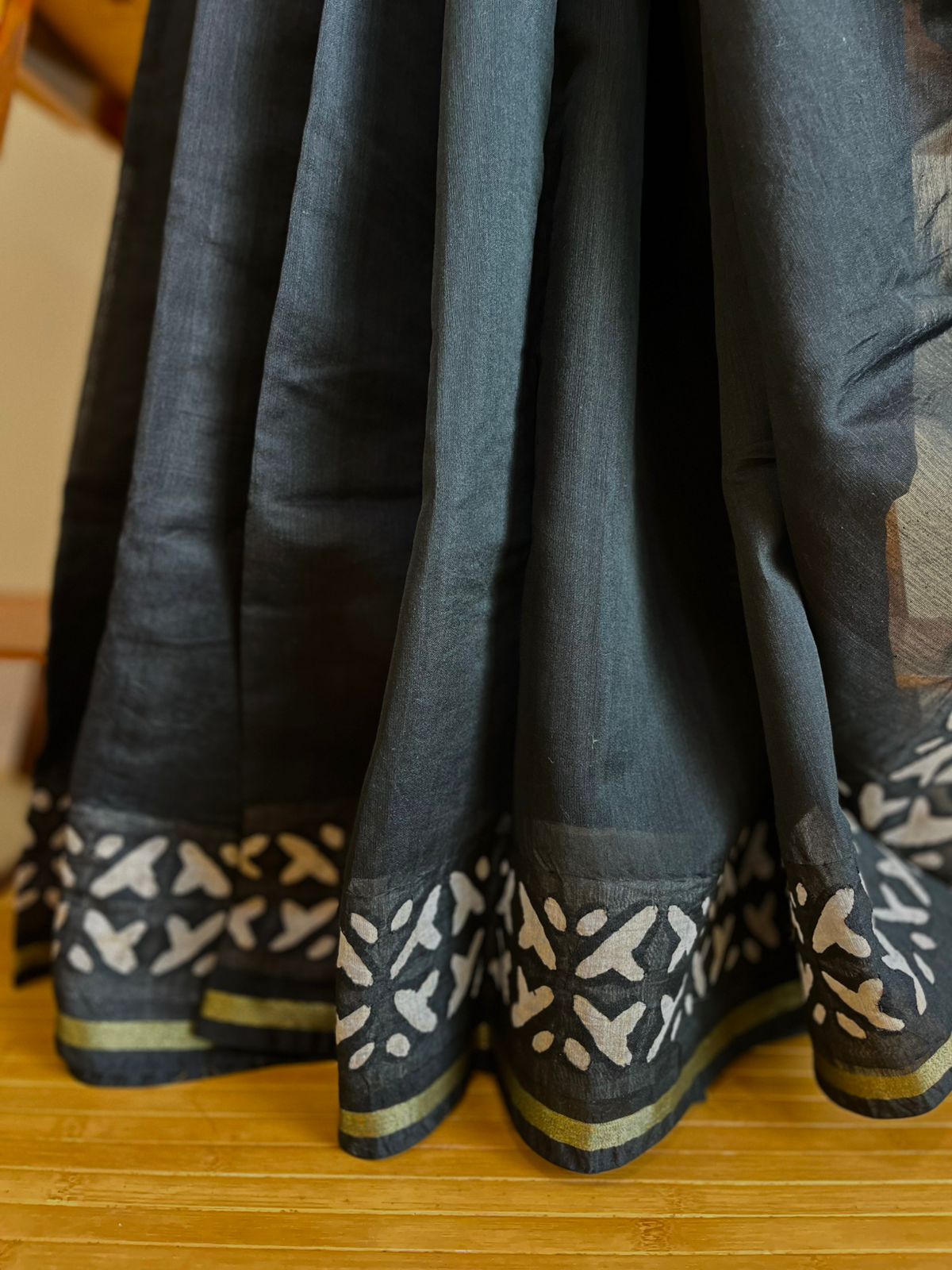 Exclusive Chanderi Handcrafted cutwork Saree - Black