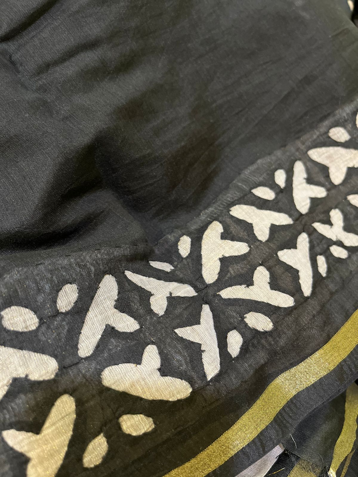 Exclusive Chanderi Handcrafted cutwork Saree - Black