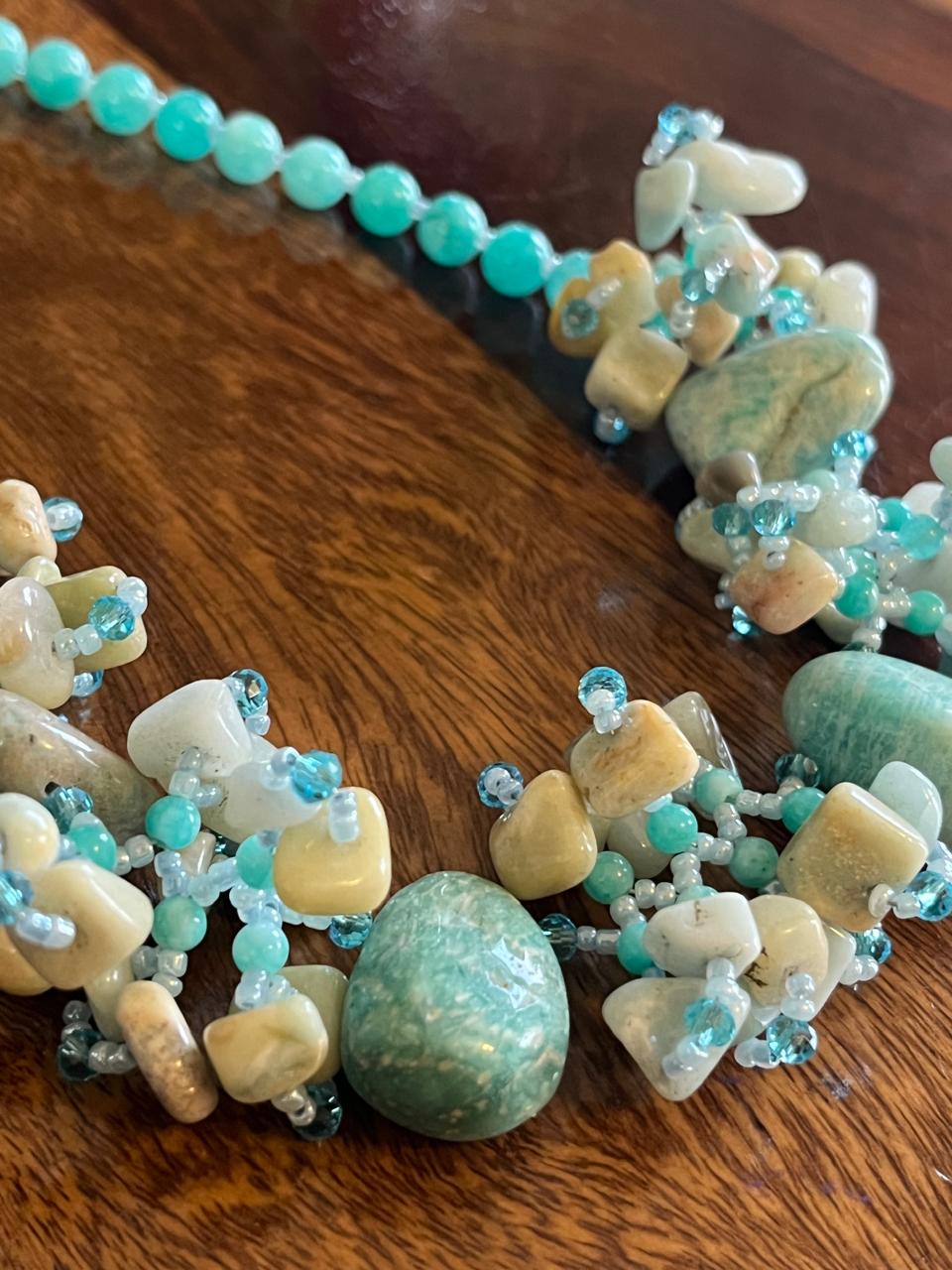 Semi Precious and natural stones Neckpiece - Turquoise Calm