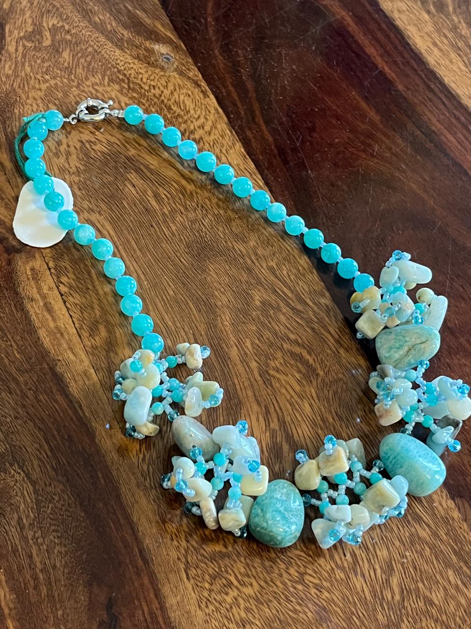 Semi Precious and natural stones Neckpiece - Turquoise Calm