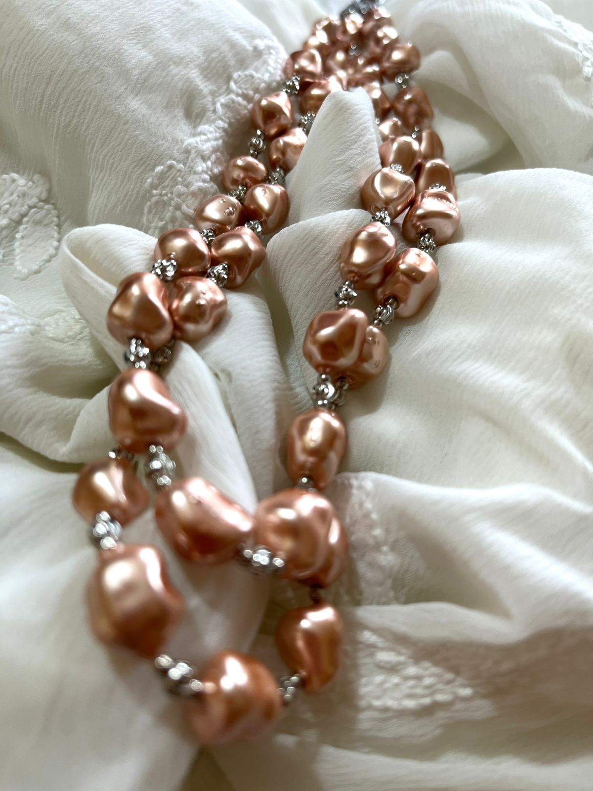 Shell Pearl Neckpieces - Peach Fizz