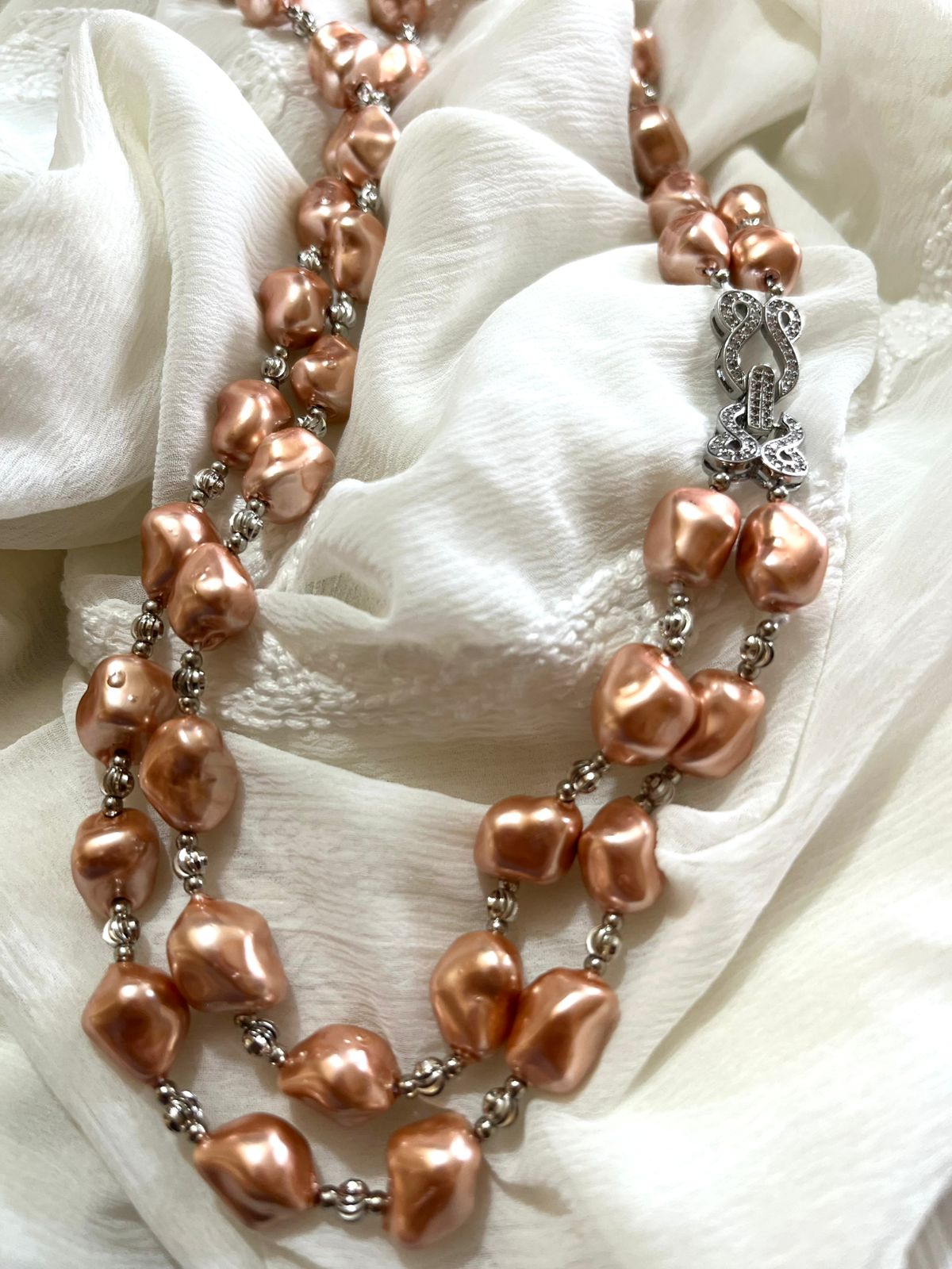 Shell Pearl Neckpieces - Peach Fizz