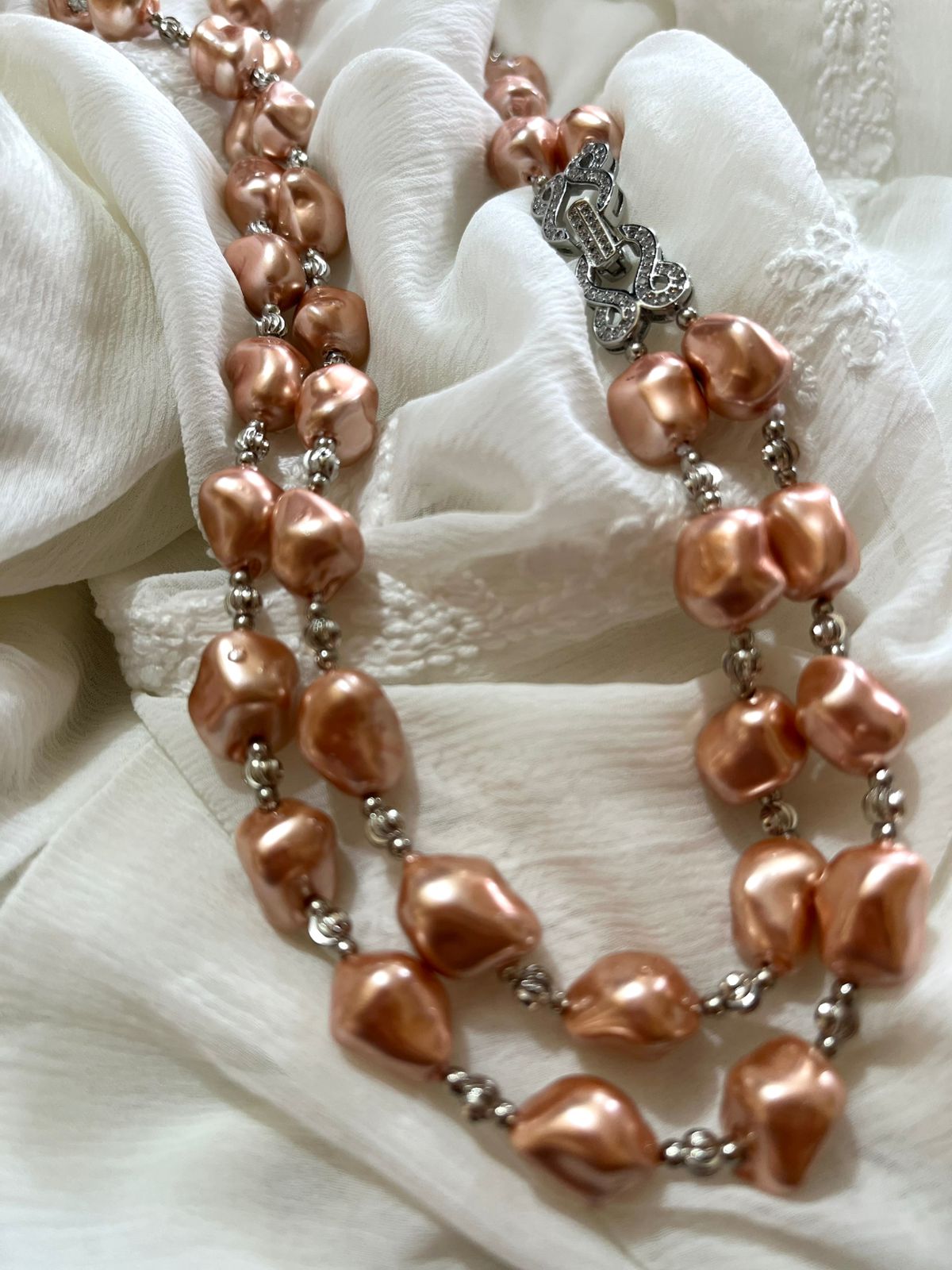 Shell Pearl Neckpieces - Peach Fizz