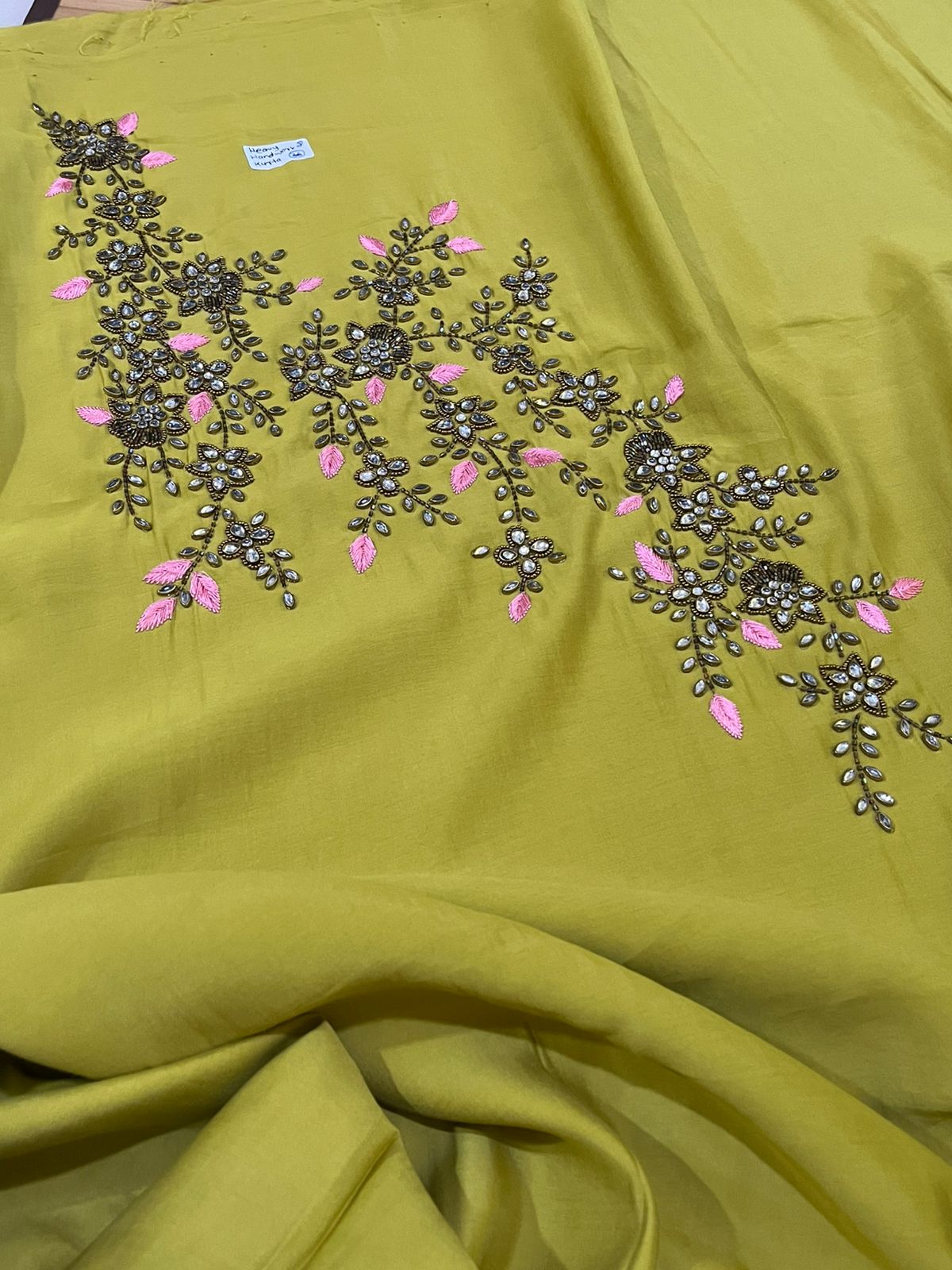 Absolutely stunning and gorgeous heavy hand work Kurta - Lime Green