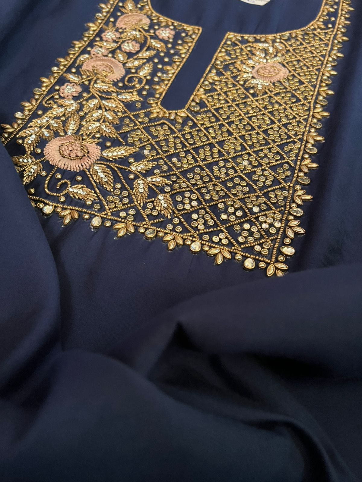 Absolutely stunning and gorgeous heavy hand work Kurta - Midnight Blue