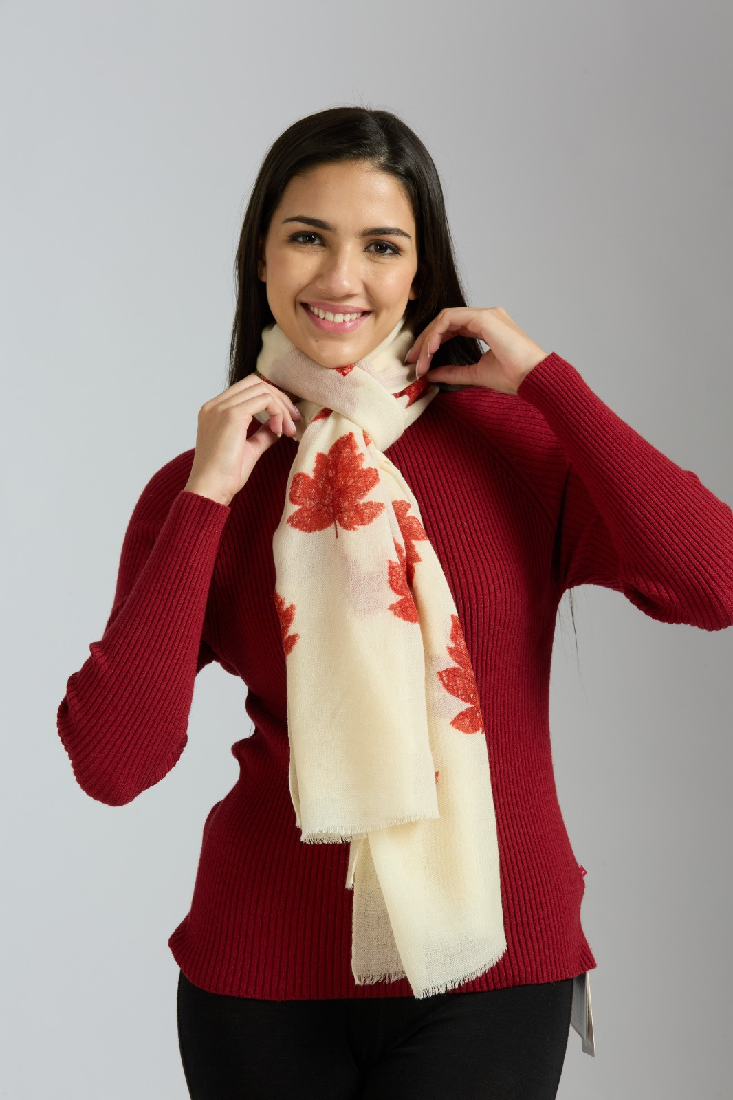 Leaf Printed Pure Wool Handwoven Stoles