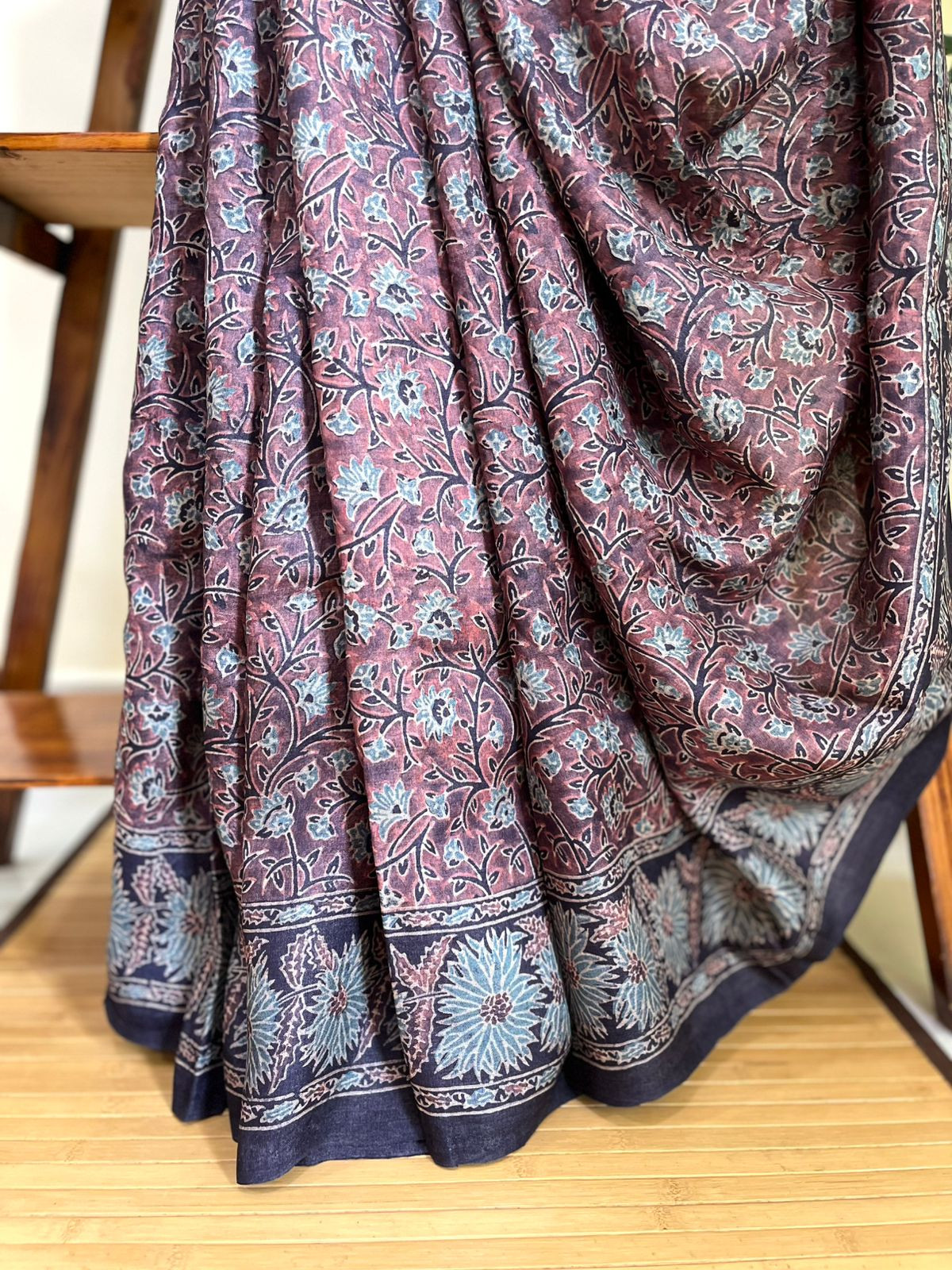 Pure Tussar Silk Saree with Handblock Ajrakh