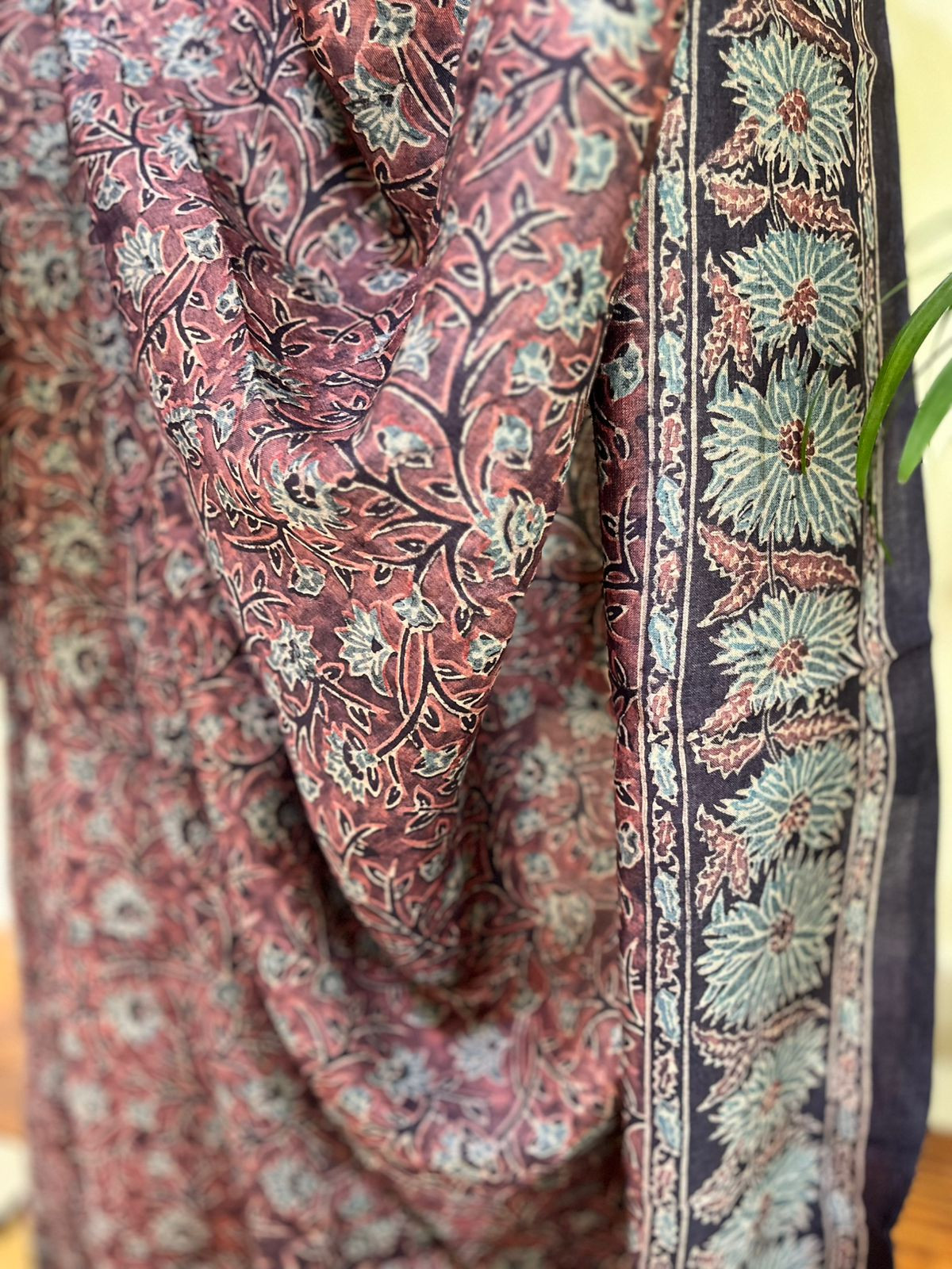 Pure Tussar Silk Saree with Handblock Ajrakh