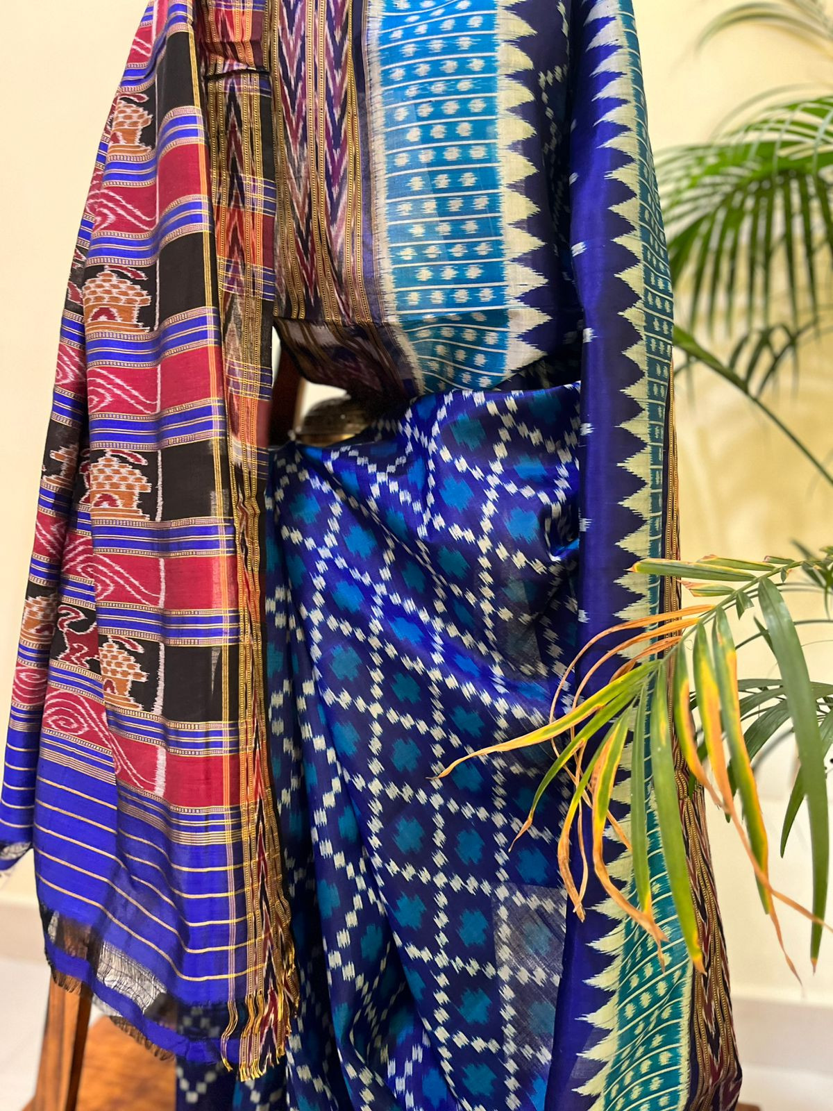 Handwoven Pure Silk Sambhalpuri Bandha Saree - Shades of Blue