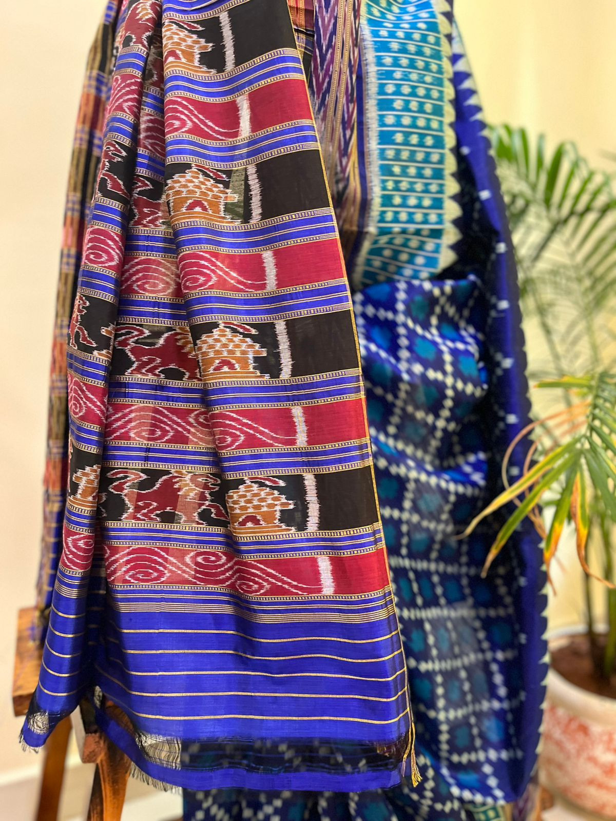 Handwoven Pure Silk Sambhalpuri Bandha Saree - Shades of Blue