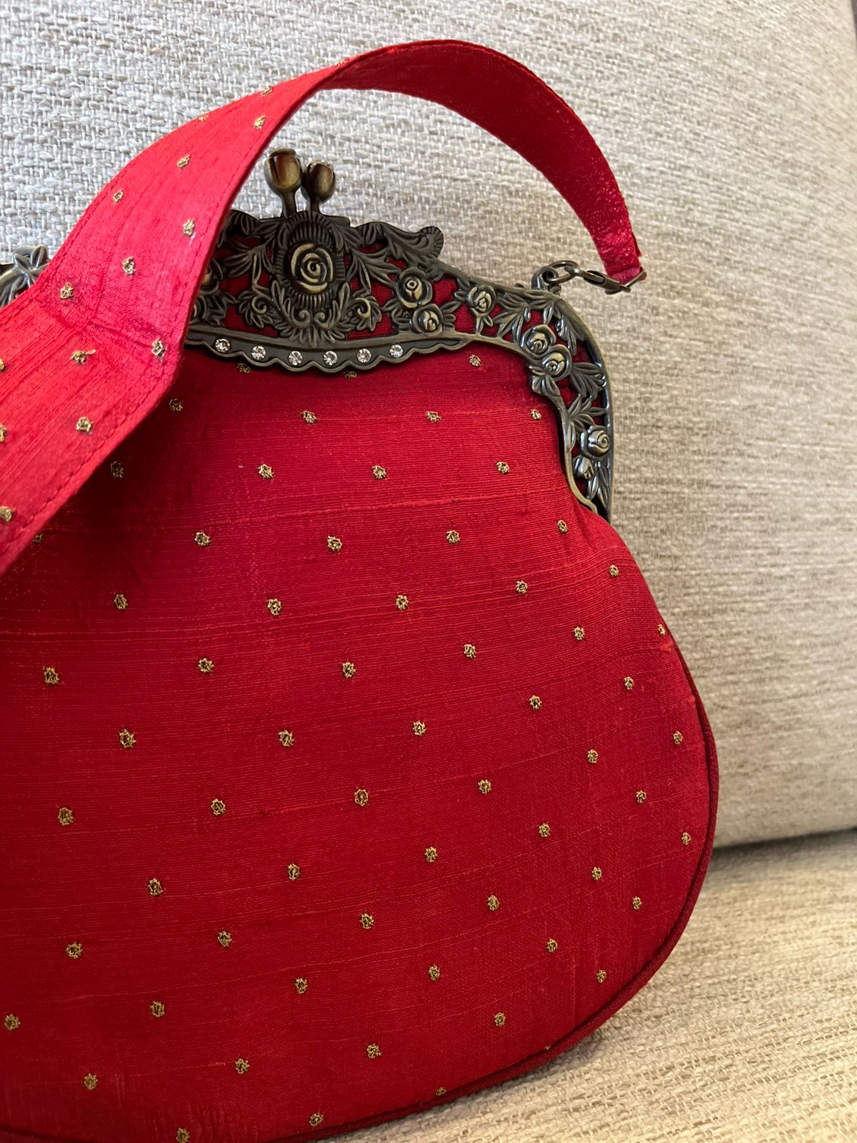 Stunning Embroidered Sling with exquisite Kamdani and Zardozi Work - Garnet Majesty