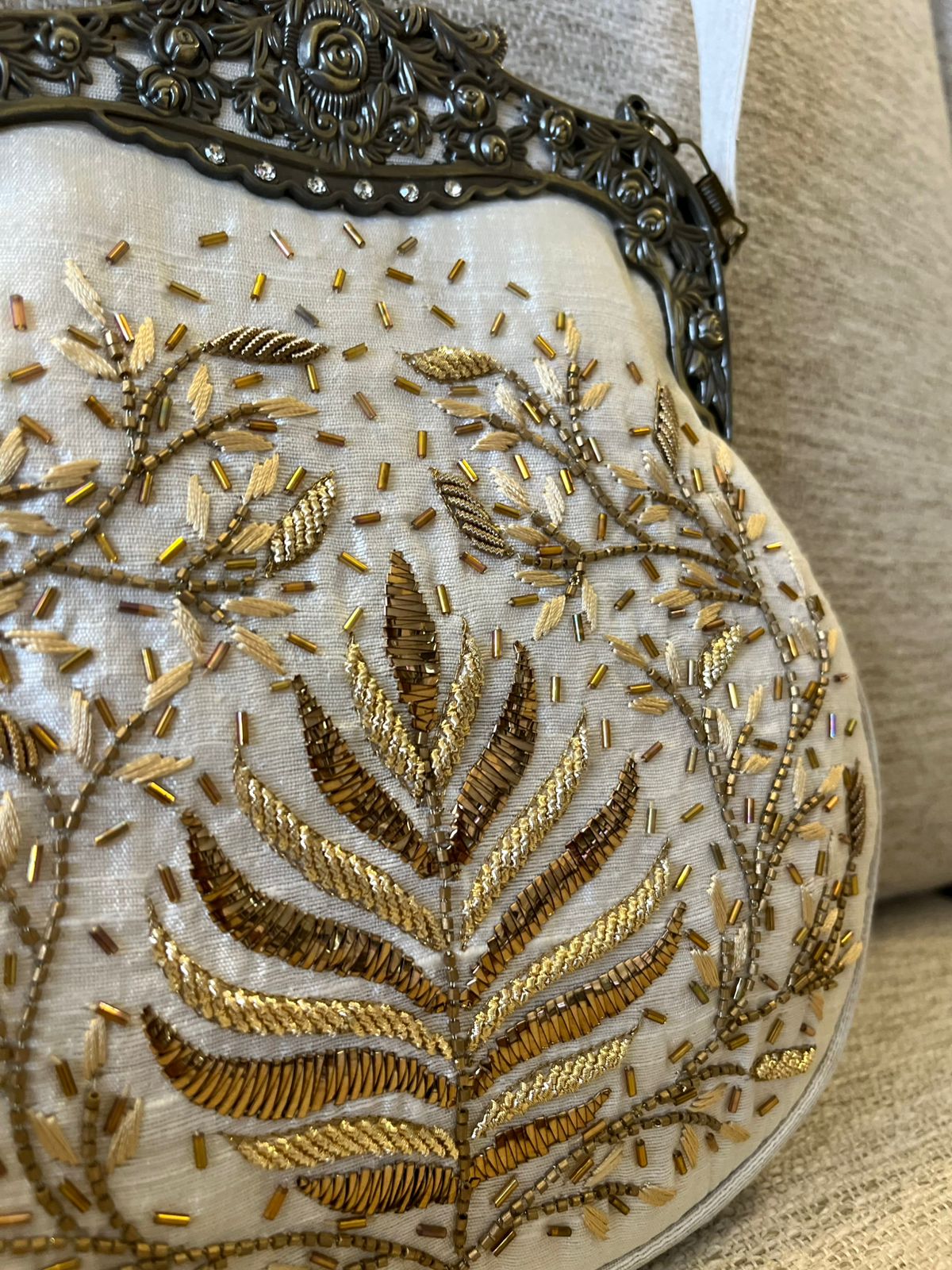 Stunning Embroidered Sling with exquisite Kamdani and Zardozi Work - Starlight Ivory Glow