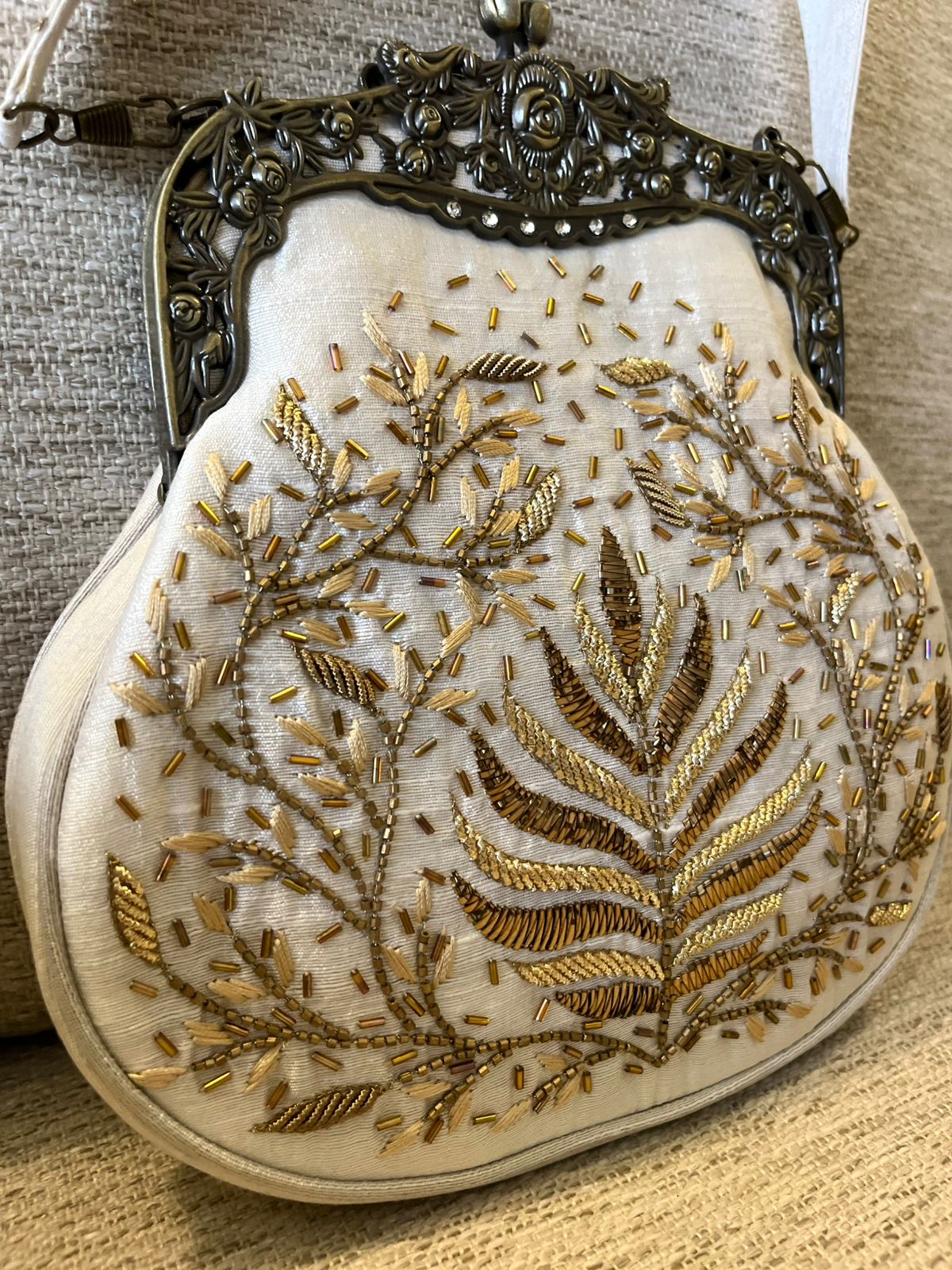 Stunning Embroidered Sling with exquisite Kamdani and Zardozi Work - Starlight Ivory Glow