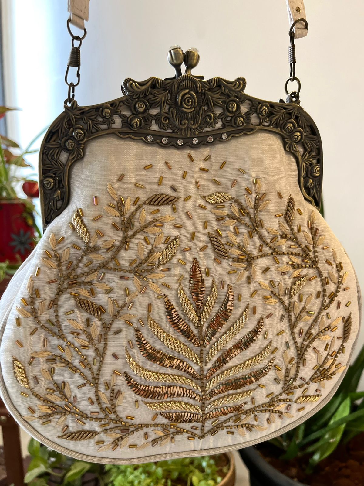 Stunning Embroidered Sling with exquisite Kamdani and Zardozi Work - Starlight Ivory Glow