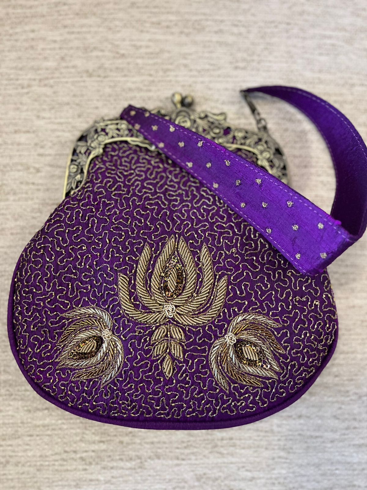 Stunning Embroidered Sling with exquisite Kamdani and Zardozi Work - Royal Violet