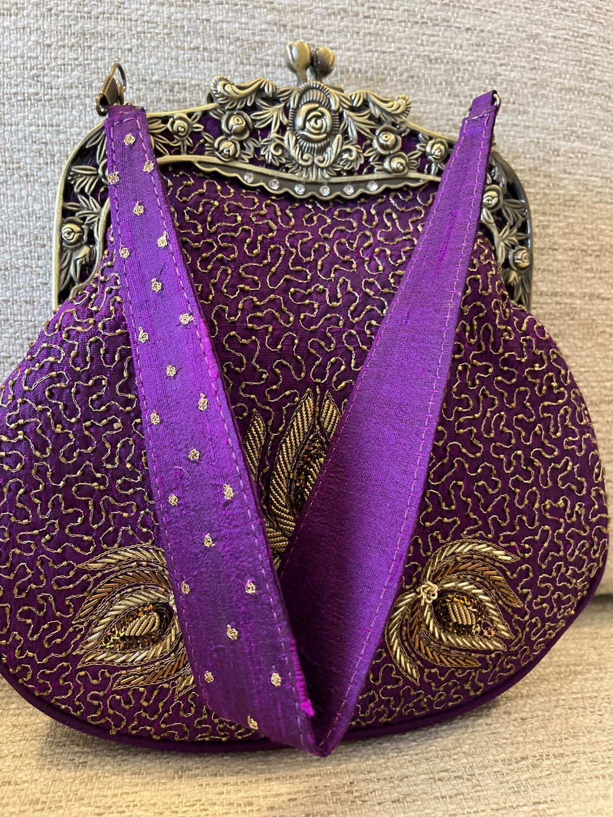 Stunning Embroidered Sling with exquisite Kamdani and Zardozi Work - Royal Violet