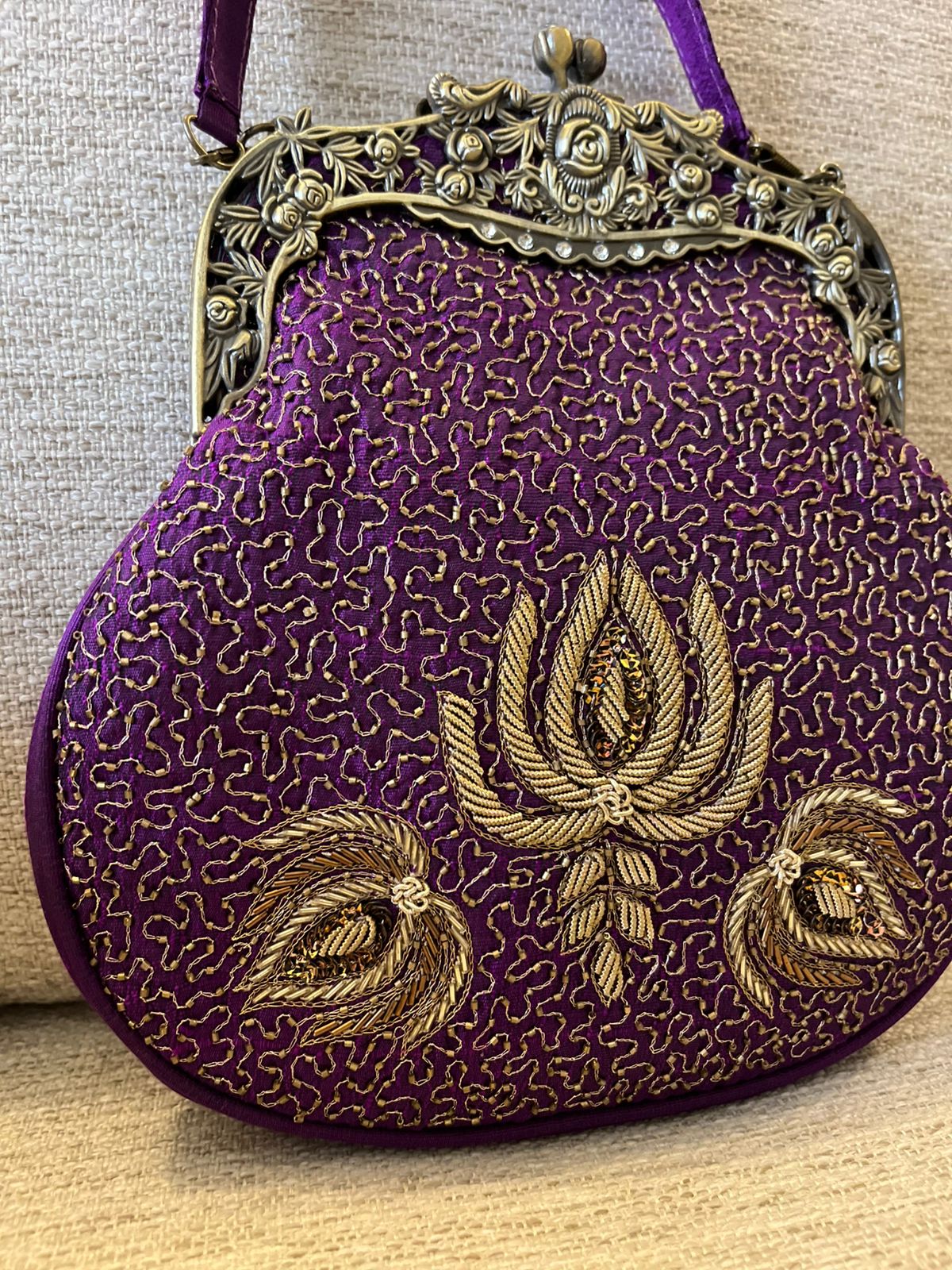 Stunning Embroidered Sling with exquisite Kamdani and Zardozi Work - Royal Violet