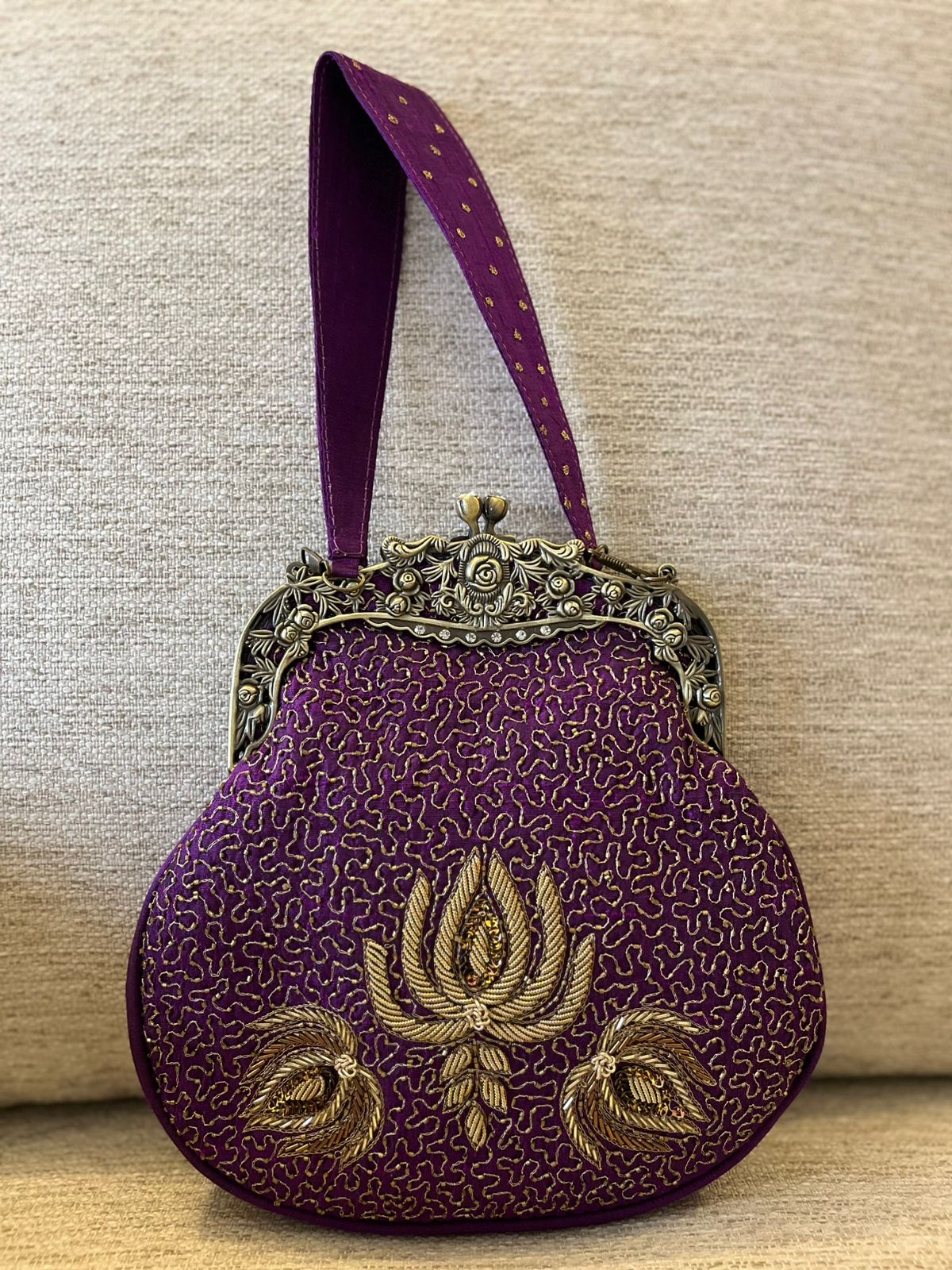 Stunning Embroidered Sling with exquisite Kamdani and Zardozi Work - Royal Violet