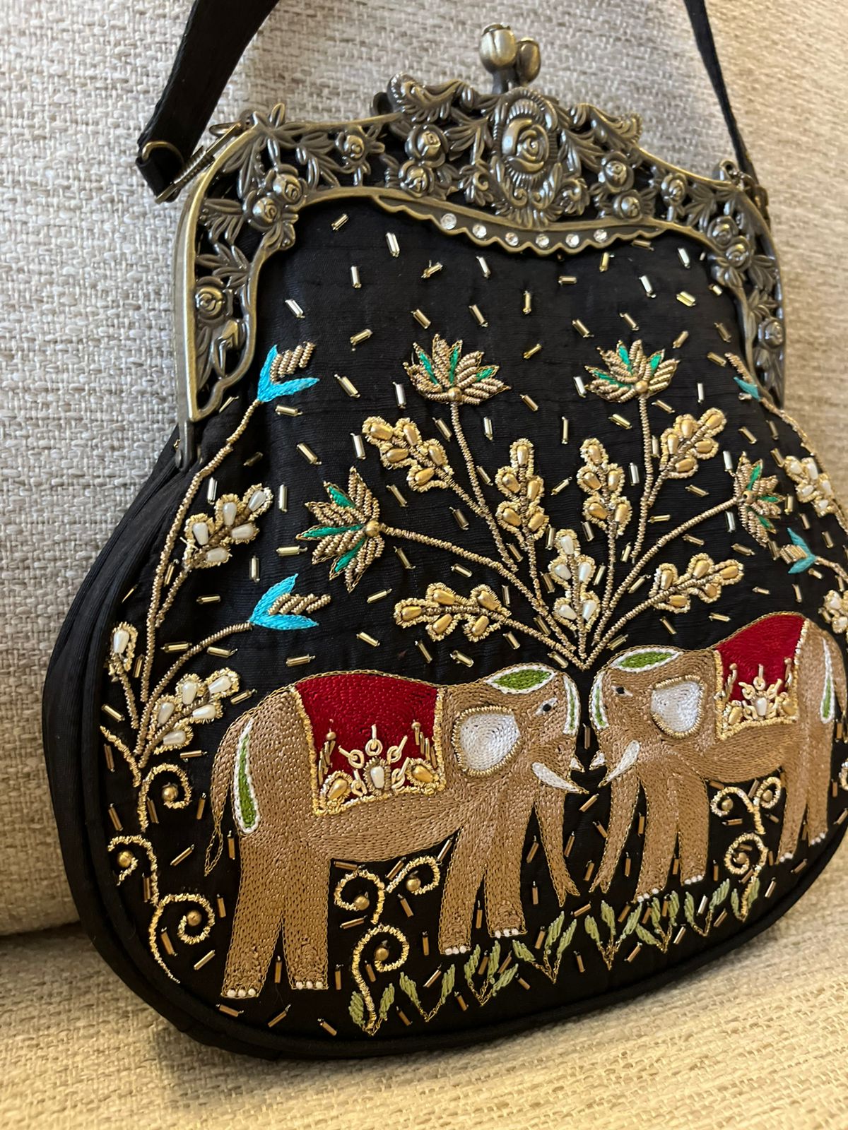 Stunning Embroidered Sling with exquisite Kamdani and Zardozi Work - Regal Trunk Black