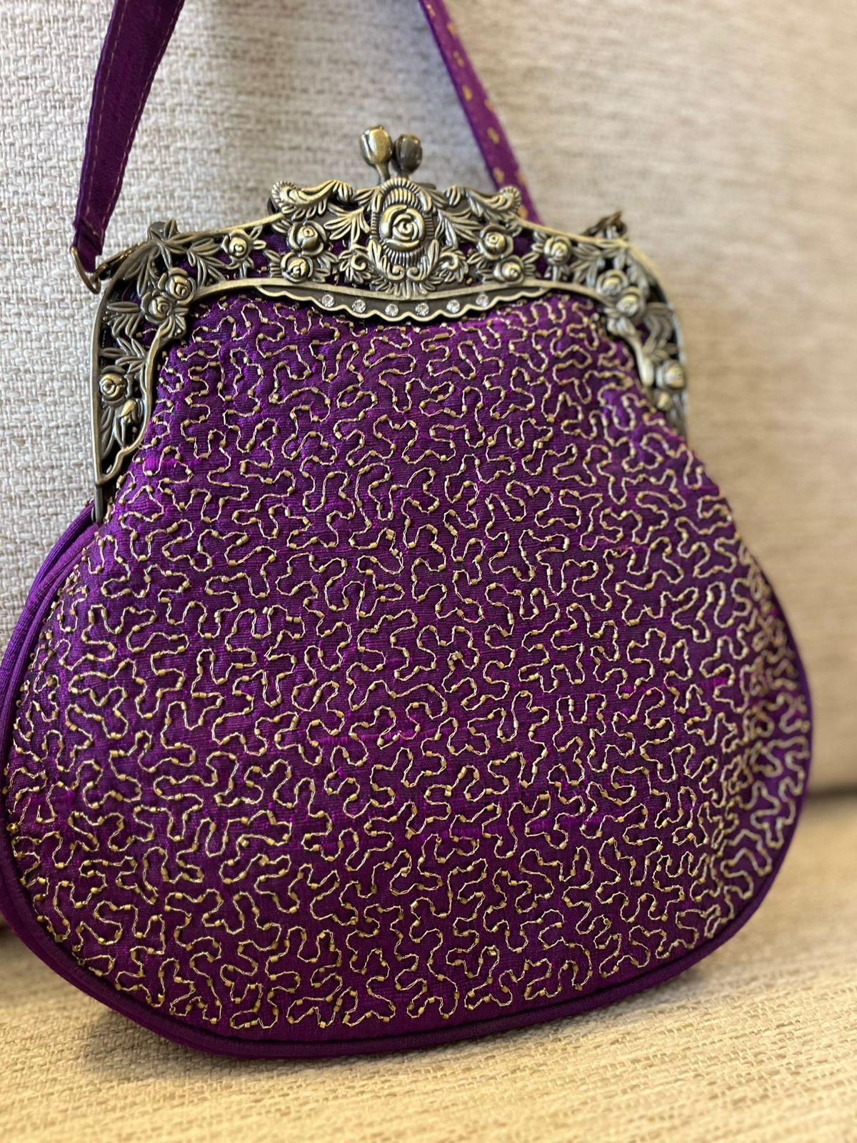 Stunning Embroidered Sling with exquisite Kamdani and Zardozi Work - Royal Violet