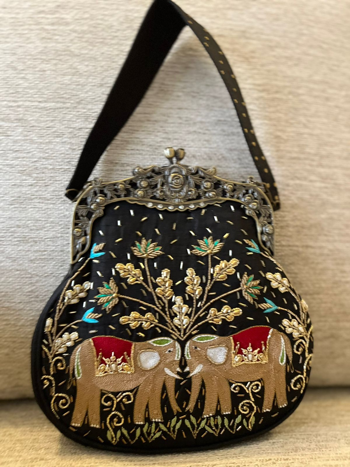 Stunning Embroidered Sling with exquisite Kamdani and Zardozi Work - Regal Trunk Black