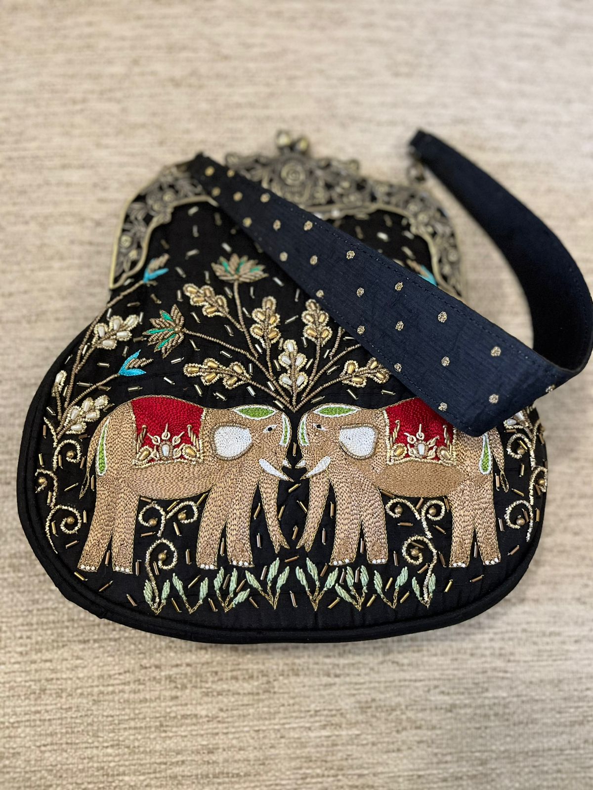 Stunning Embroidered Sling with exquisite Kamdani and Zardozi Work - Regal Trunk Black