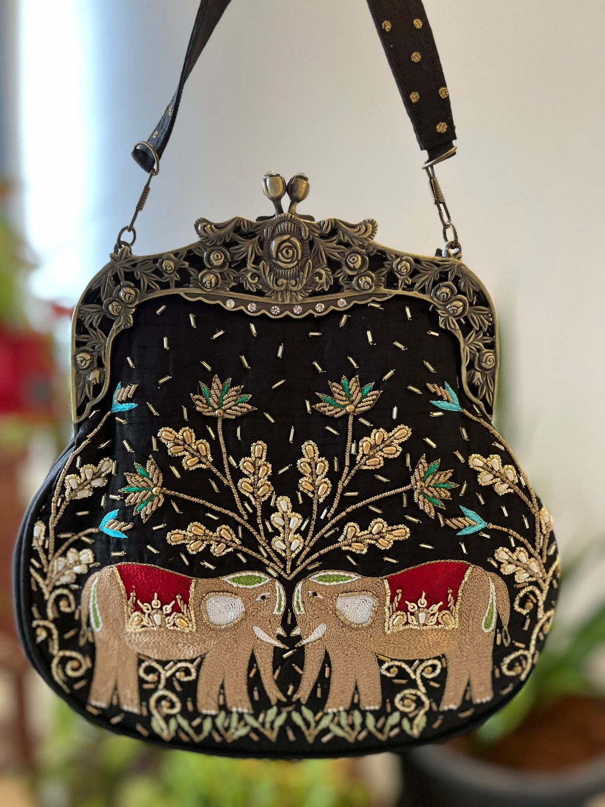 Stunning Embroidered Sling with exquisite Kamdani and Zardozi Work - Regal Trunk Black