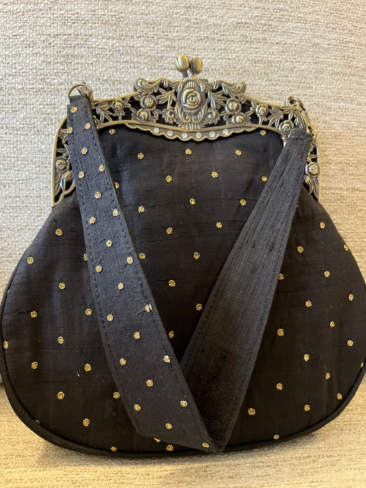 Stunning Embroidered Sling with exquisite Kamdani and Zardozi Work - Regal Trunk Black