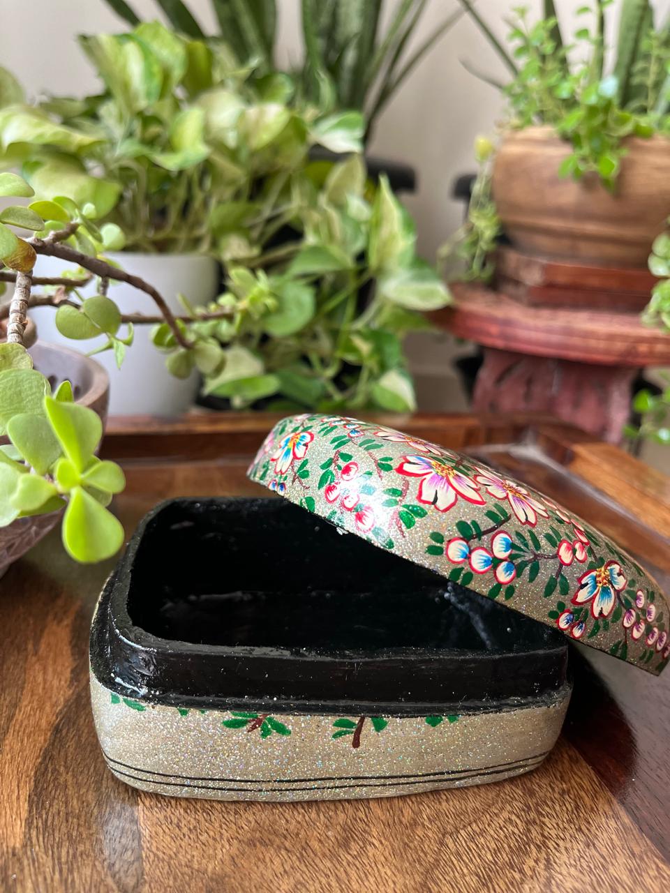 Paper Mache Handpainted Kashmiri Box - Golden Sand