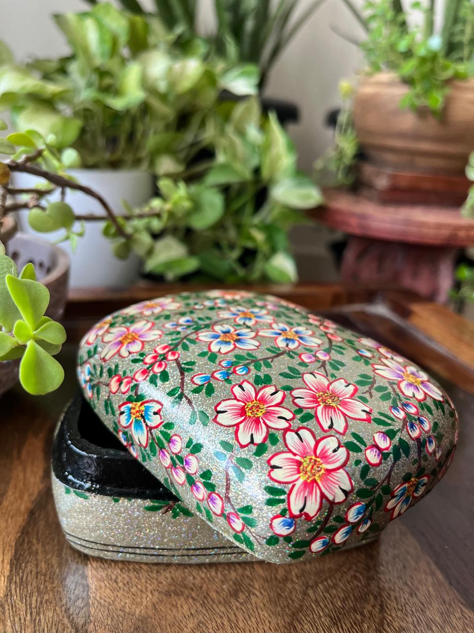 Paper Mache Handpainted Kashmiri Box - Golden Sand