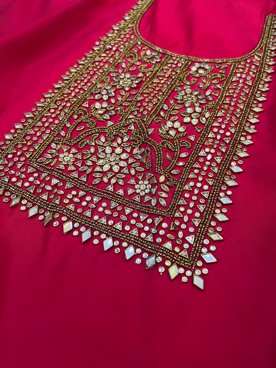 Absolutely stunning and gorgeous heavy hand work Kurta - Raspberry Red
