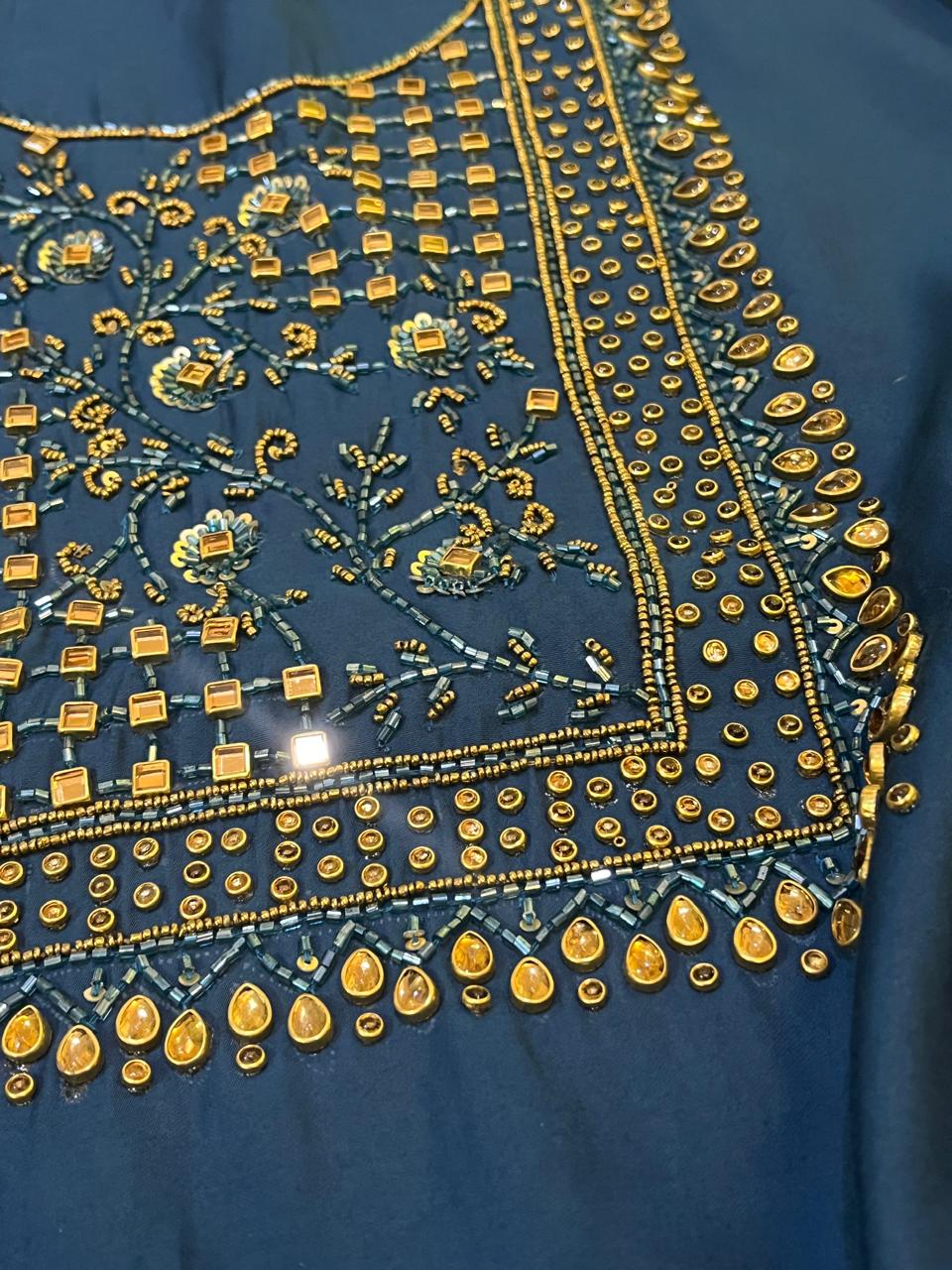 Absolutely stunning and gorgeous heavy hand work Kurta - Slate Grey