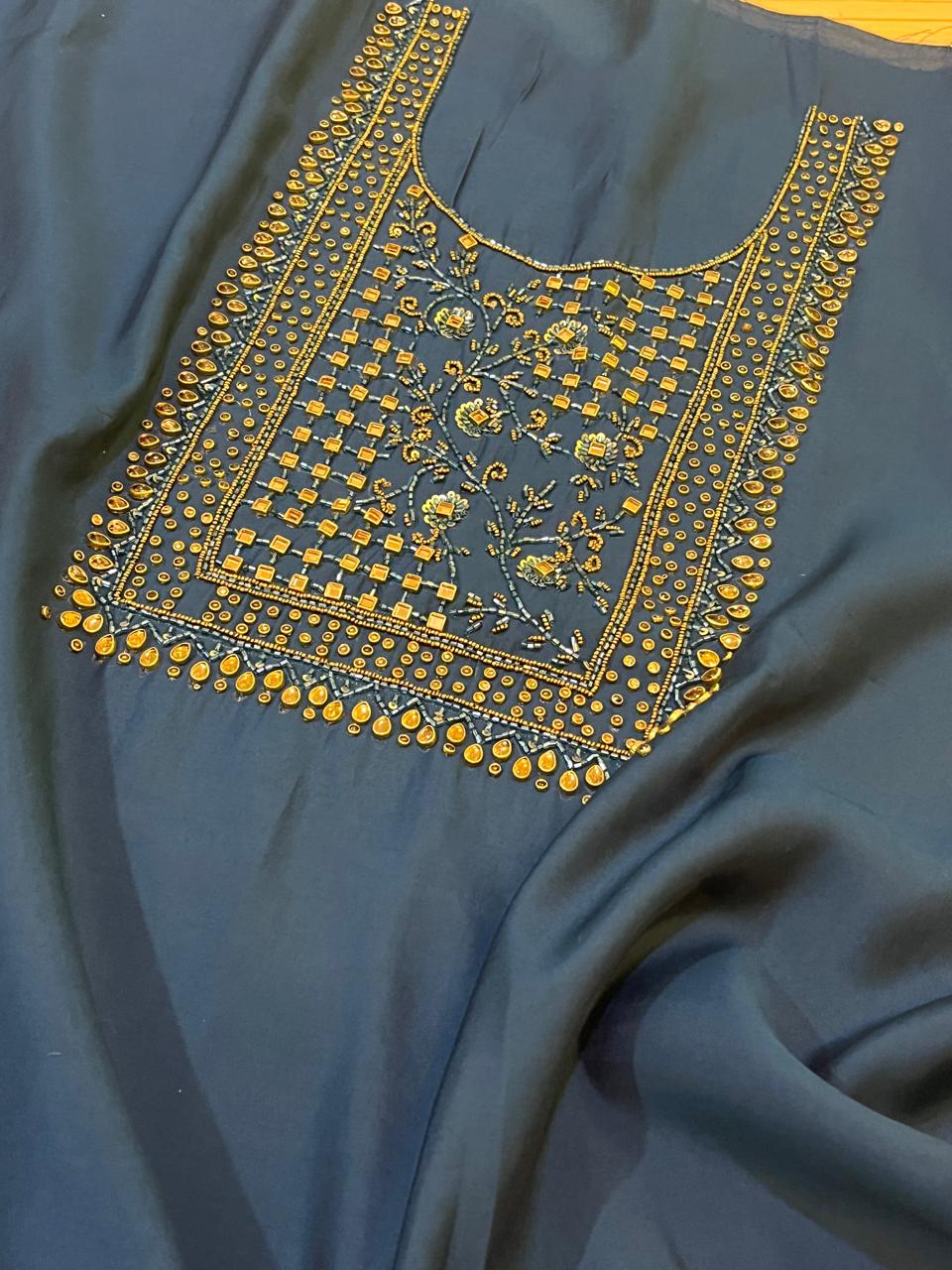Absolutely stunning and gorgeous heavy hand work Kurta - Slate Grey