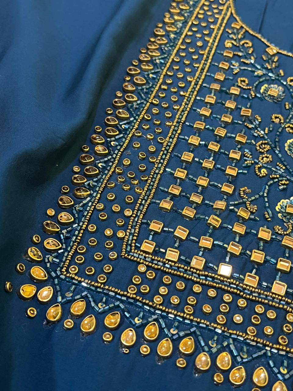 Absolutely stunning and gorgeous heavy hand work Kurta - Slate Grey