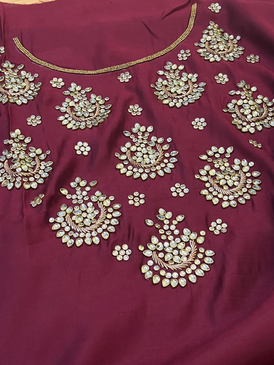 Absolutely stunning and gorgeous heavy hand work Kurta - Wine Red